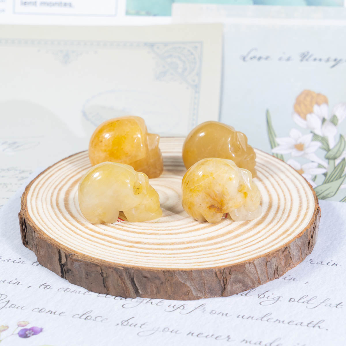 Calavera de jade amarillo de 1 pulgada a granel