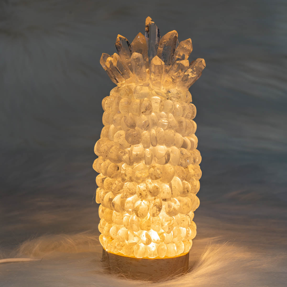 Clear Quartz Chips Pineapple Lamp In Bulk