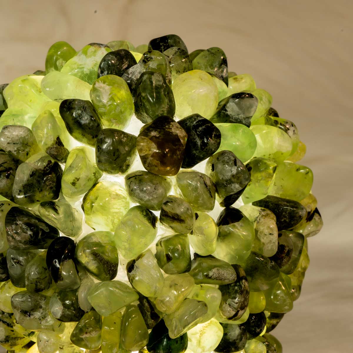 Prehnite Chips Round Lamp In Bulk