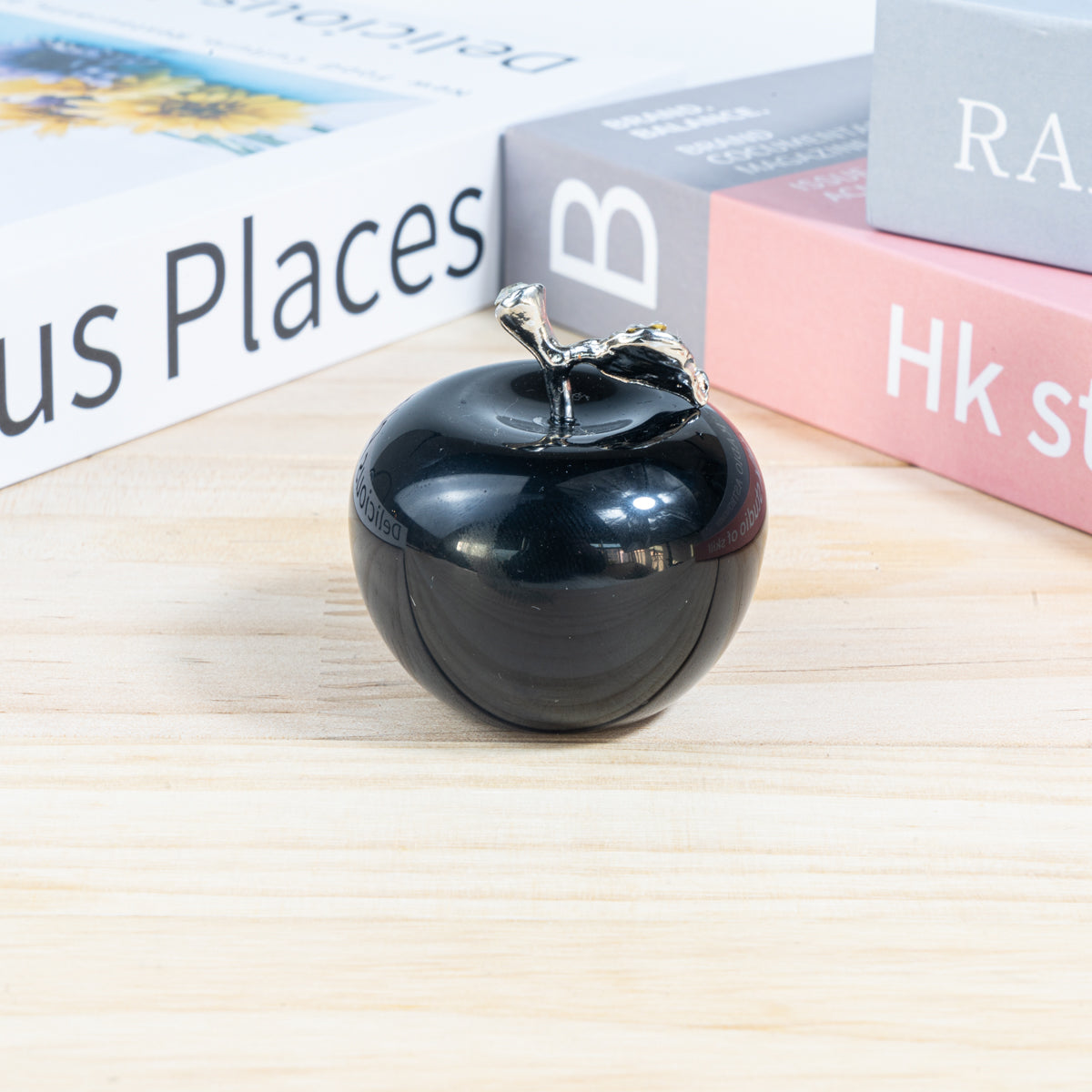 4 cm schwarzer Obsidian-Apfel in loser Schüttung