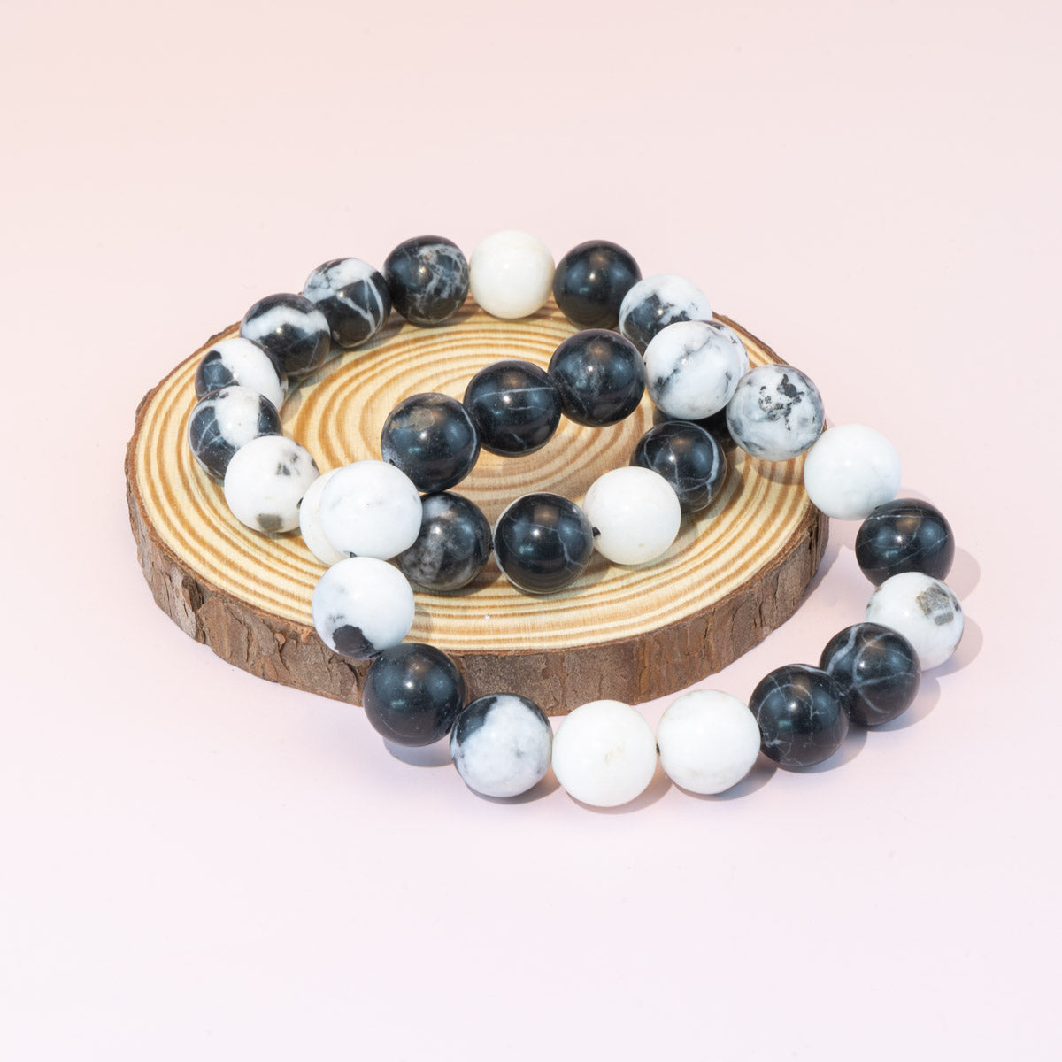 8mm natürliches schwarz-weißes Zebra-Jaspis-Armband im Großhandel