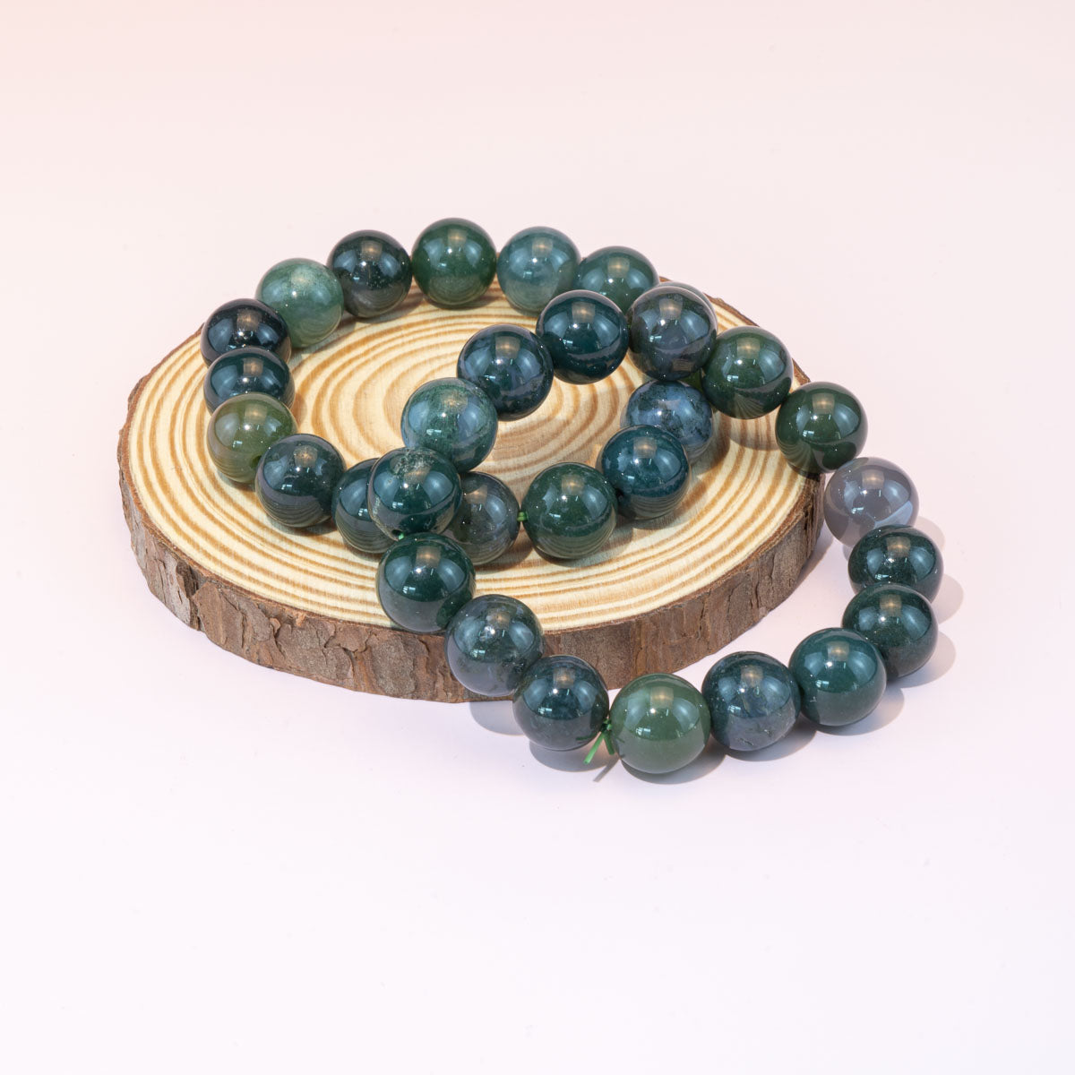 8mm/12mm natürliches Moosachat-Armband im Großhandel