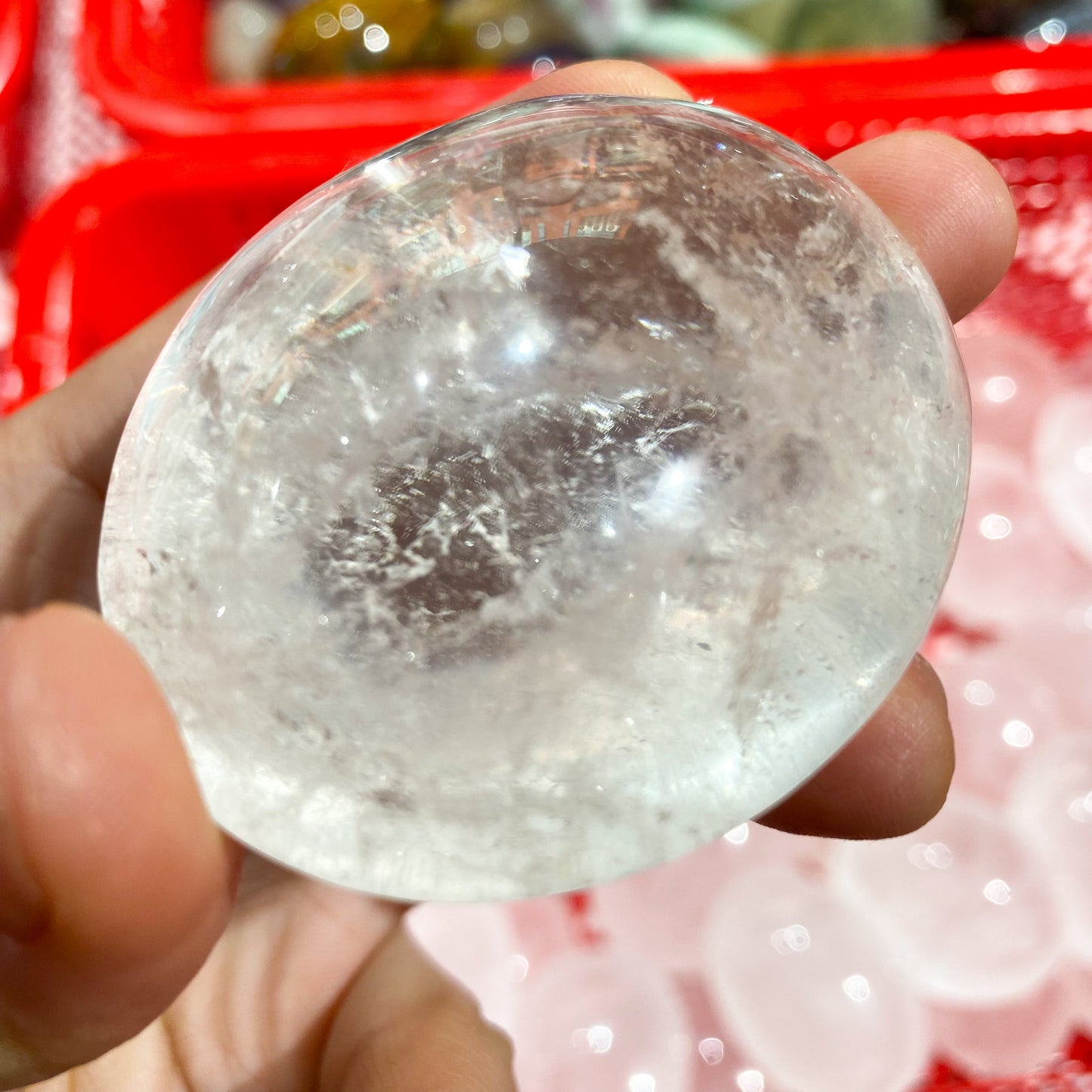 Clear Quartz Palm Stone In Bulk