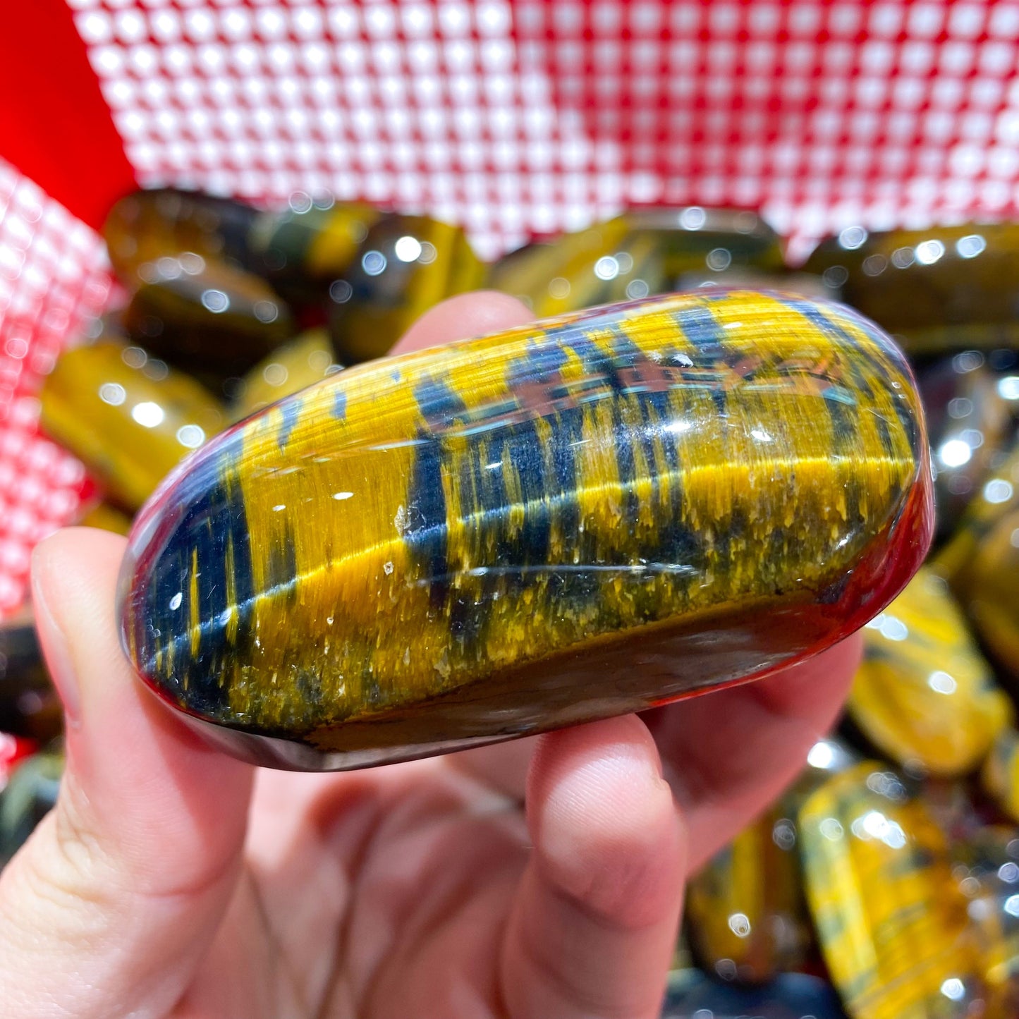 Piedra de palma de piedra de ojo de tigre azul a granel