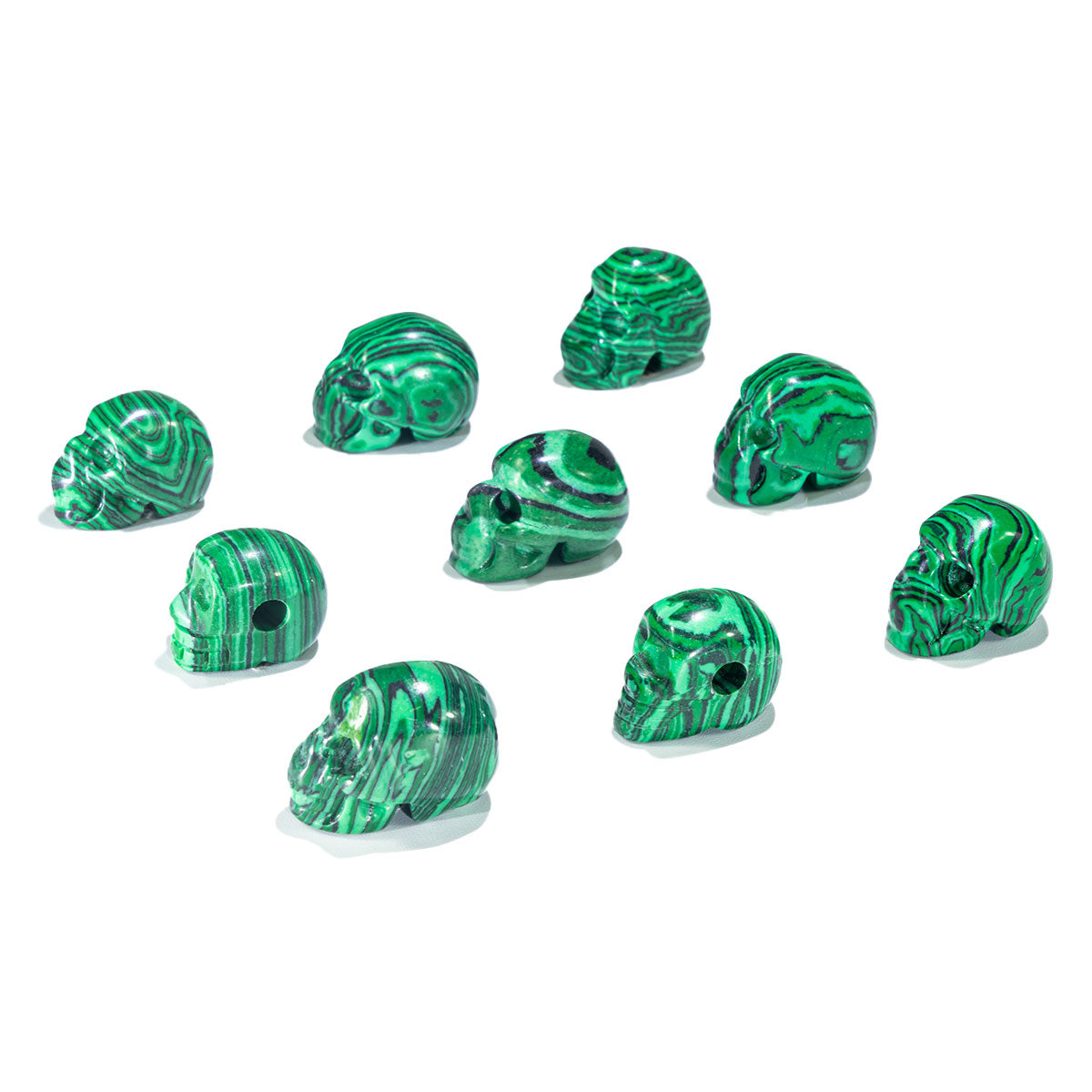 1-Inch Malachite Skull In Bulk