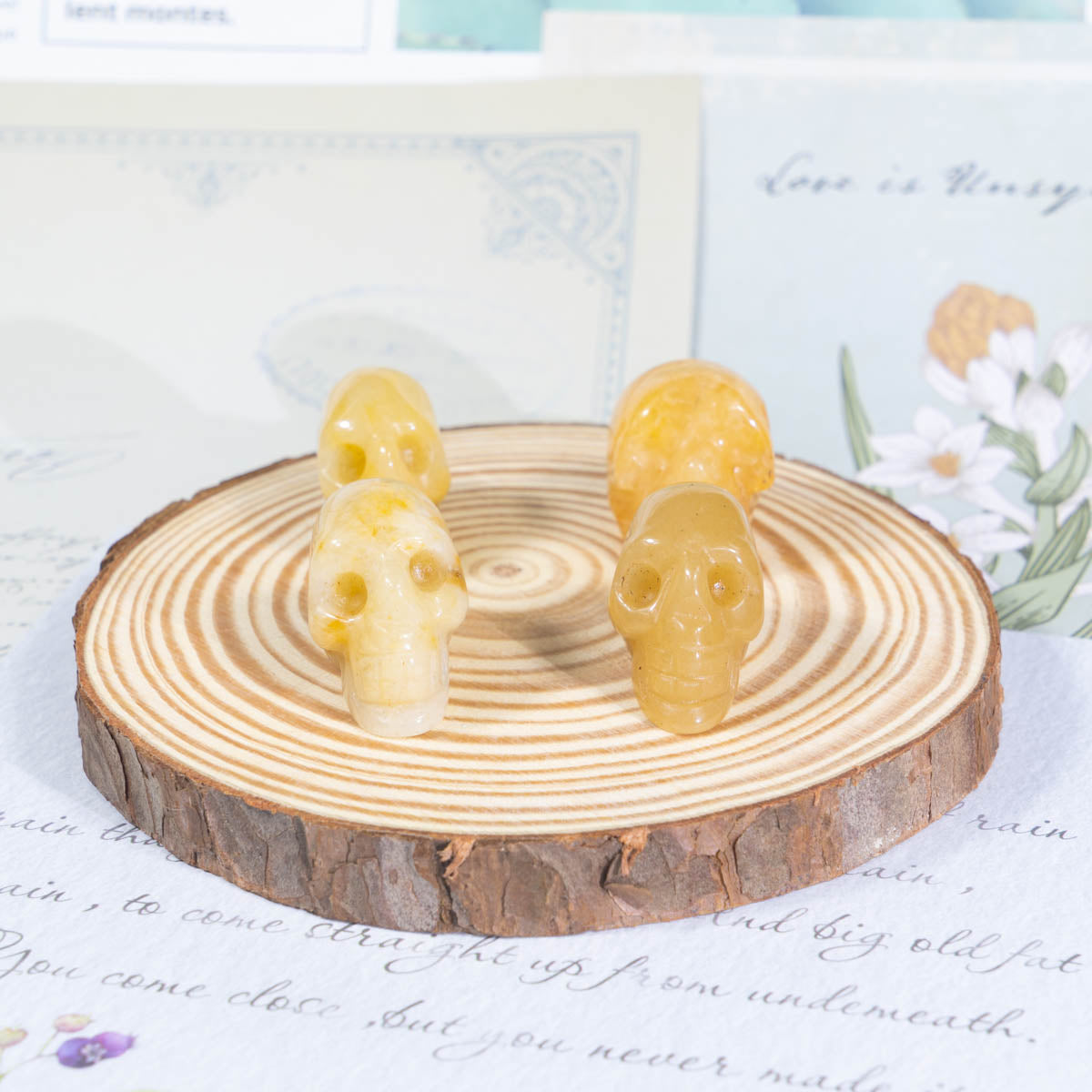 Calavera de jade amarillo de 1 pulgada a granel