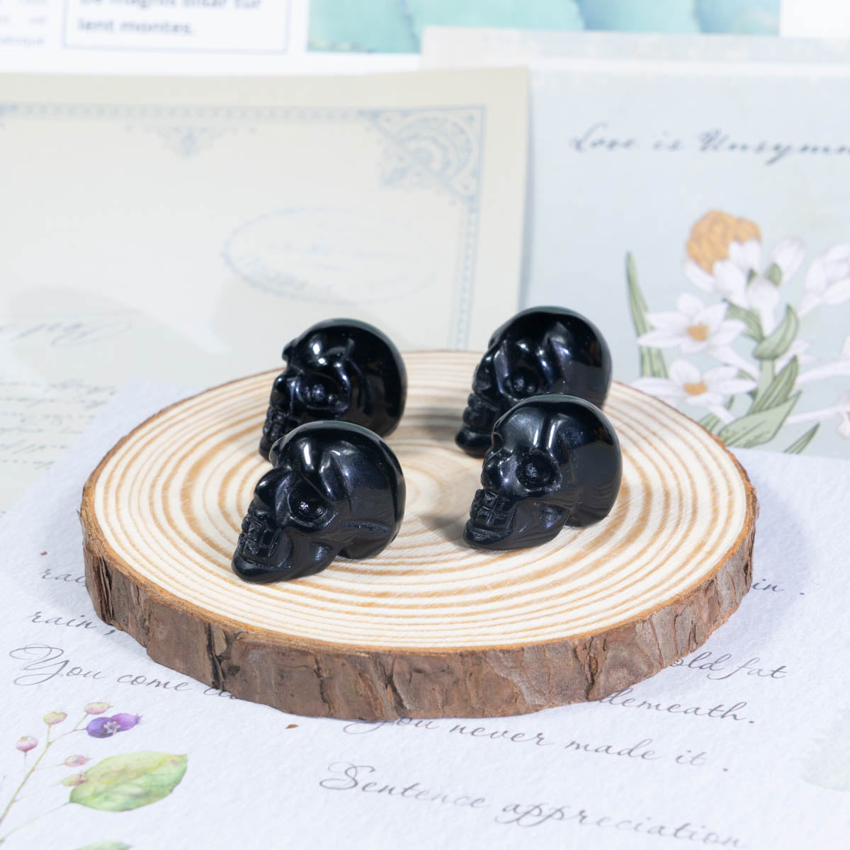 1-Inch Black Obsidian Skull In Bulk