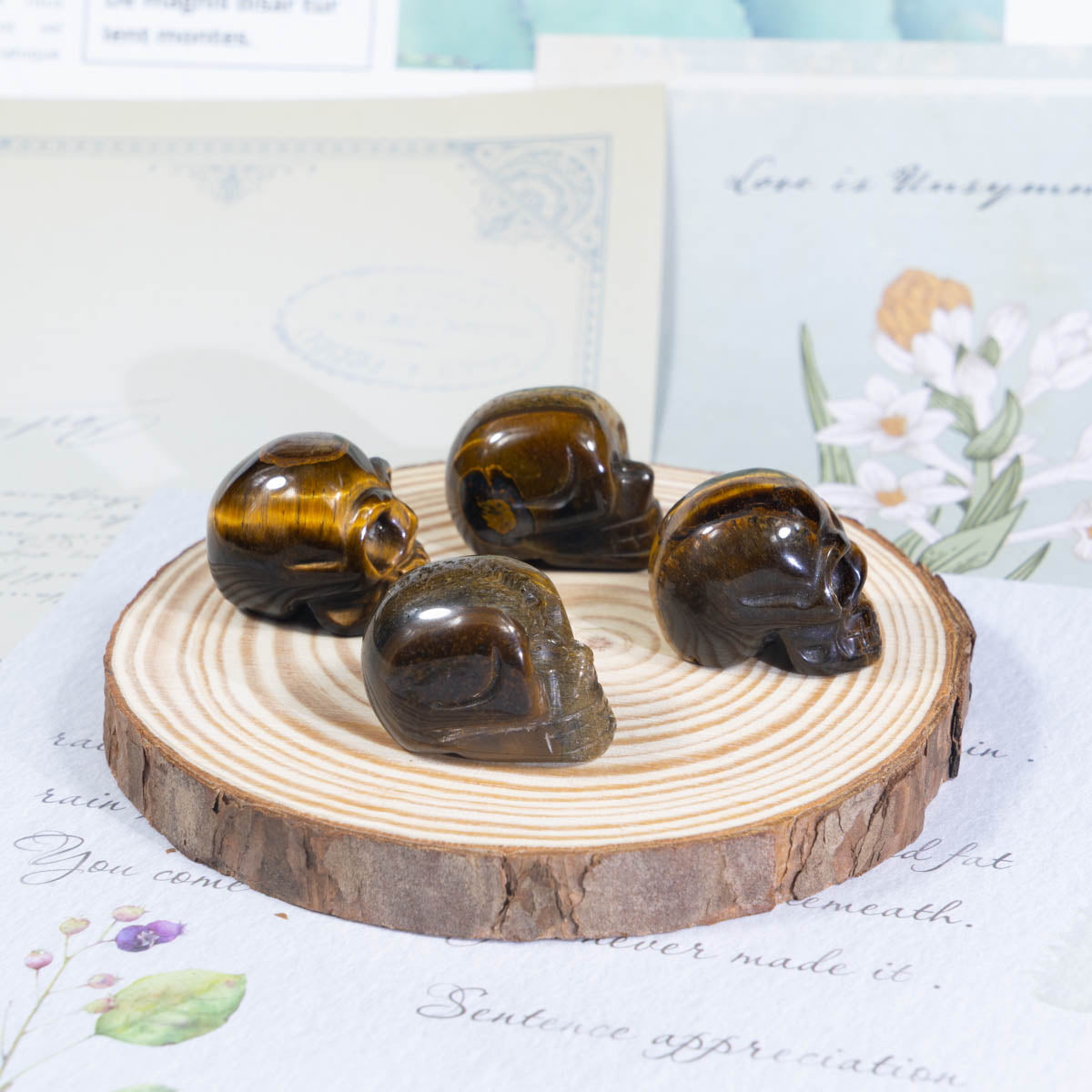 1-Inch Tiger Eye Stone Skull In Bulk