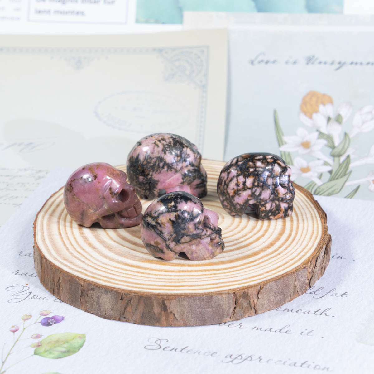 1-Inch Rhodonite Skull In Bulk