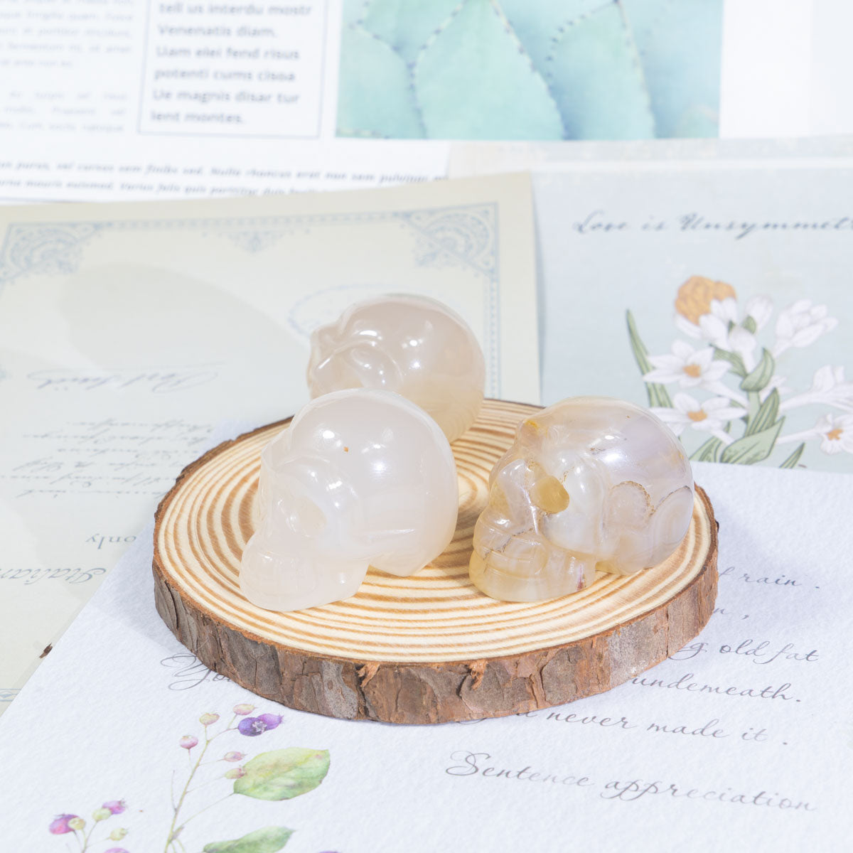 Calavera de ágata gris de 1,5 pulgadas a granel