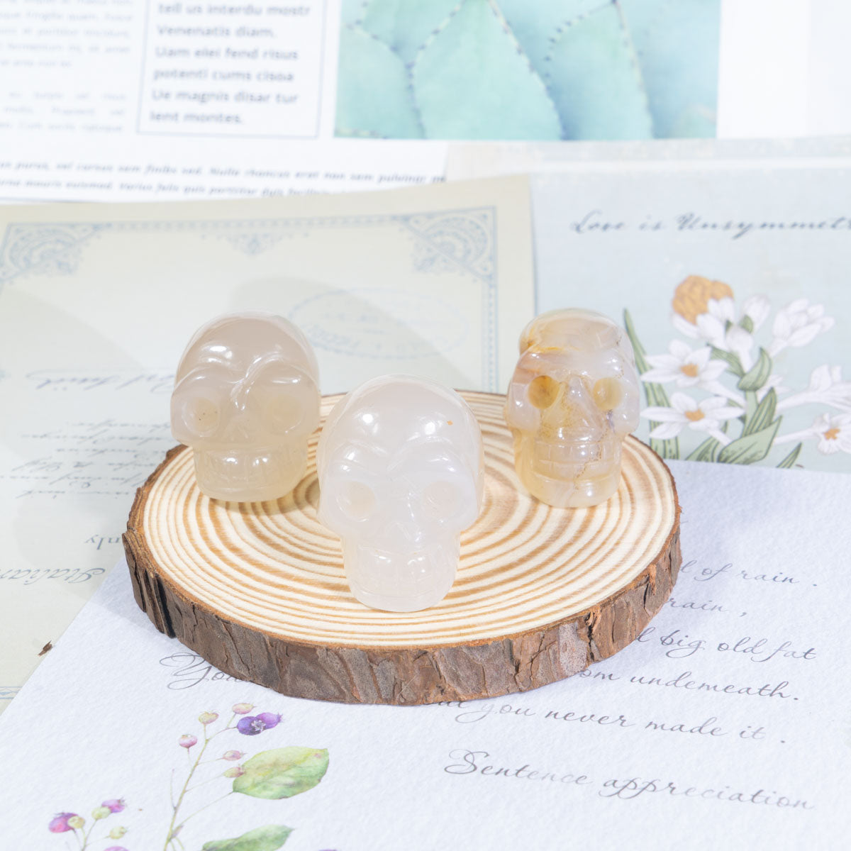 Calavera de ágata gris de 1,5 pulgadas a granel