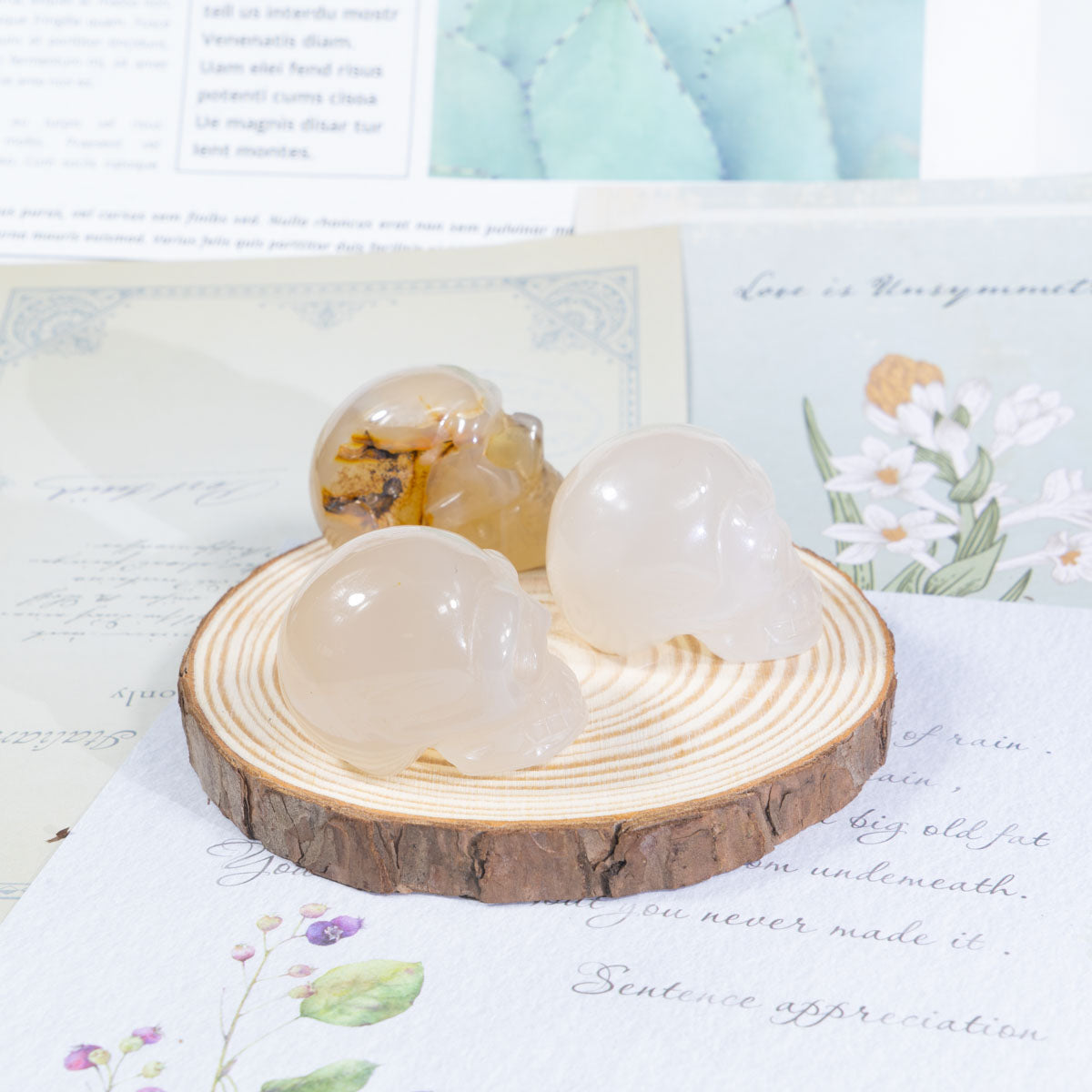 Calavera de ágata gris de 1,5 pulgadas a granel