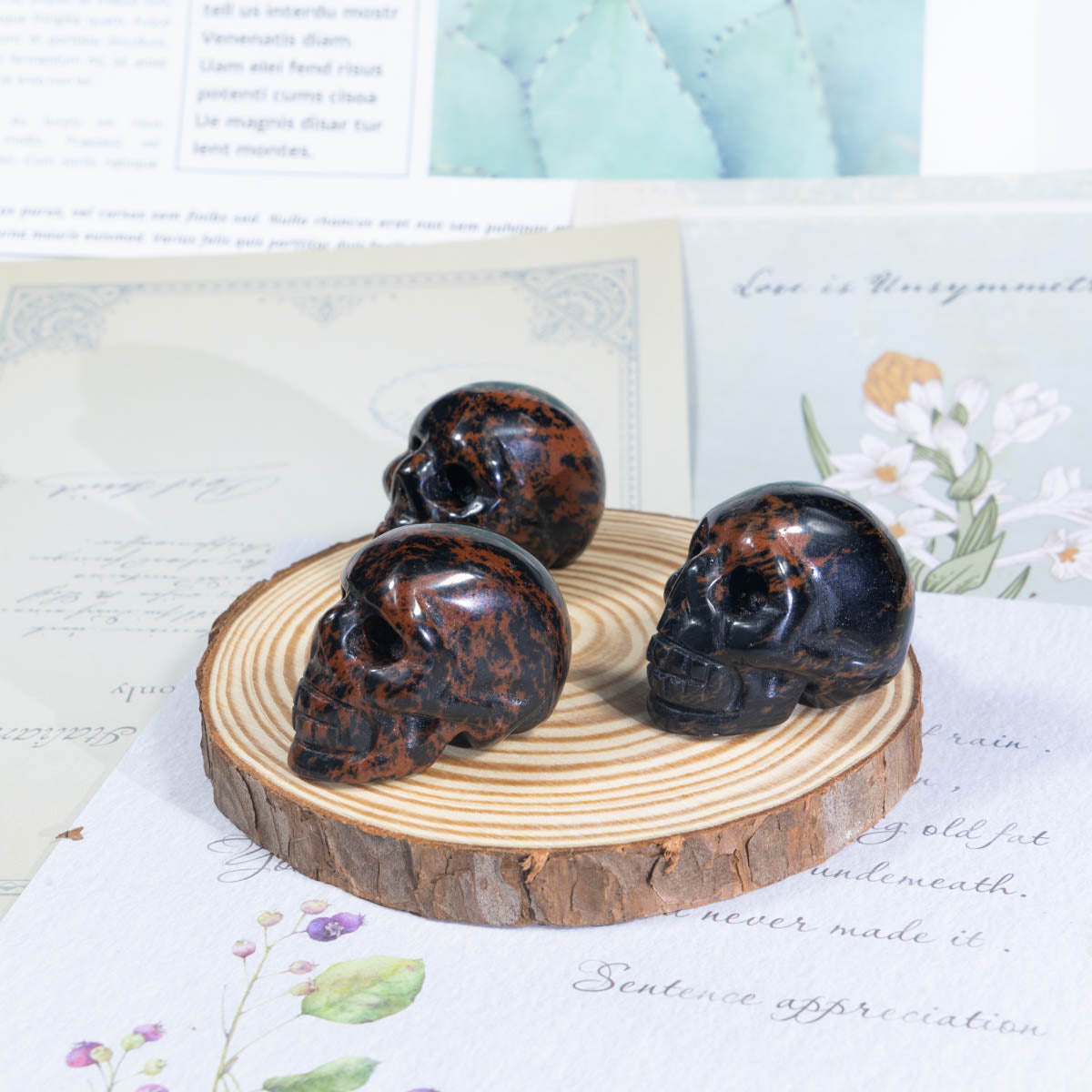 Calavera de obsidiana roja de 1,5 pulgadas a granel