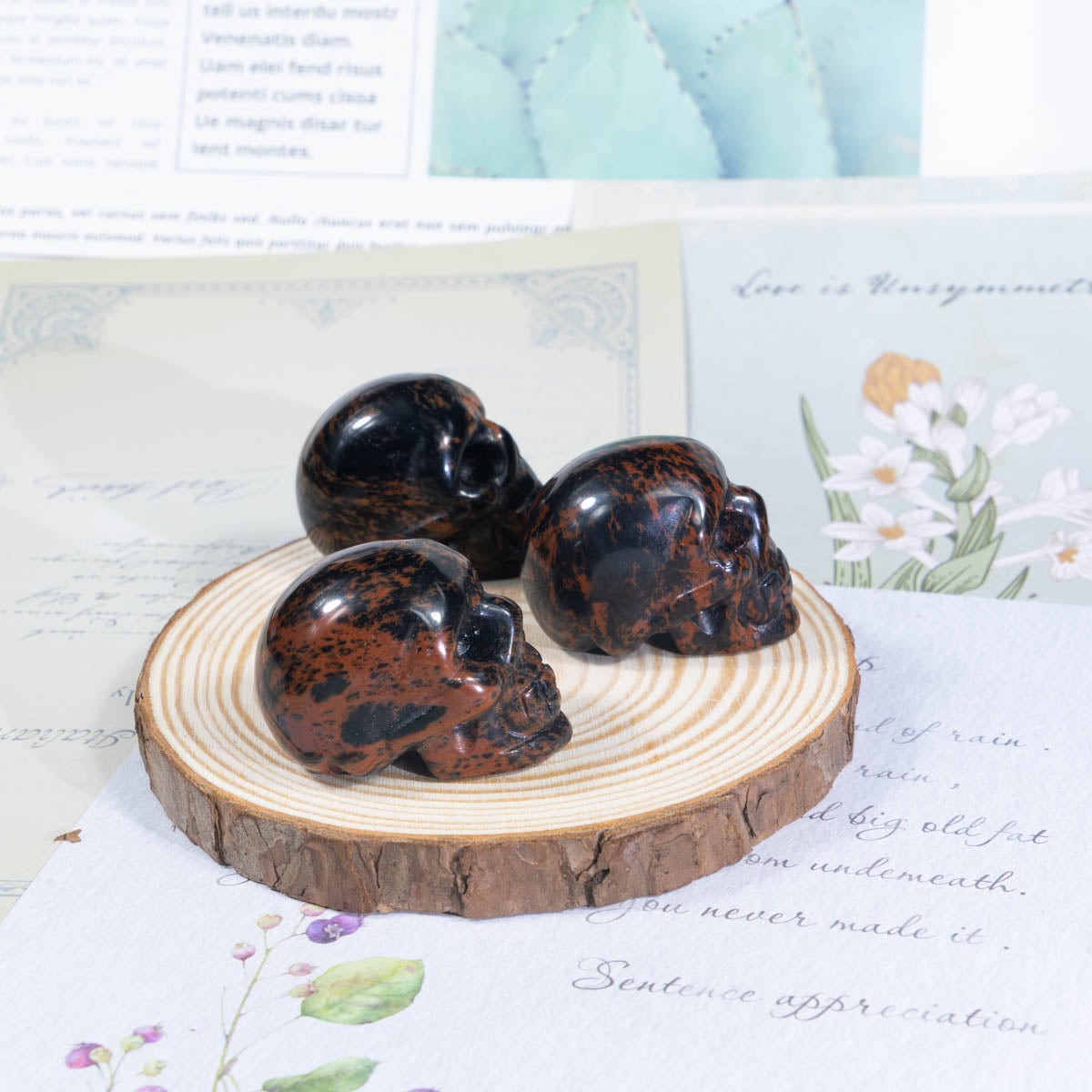 Calavera de obsidiana roja de 1,5 pulgadas a granel