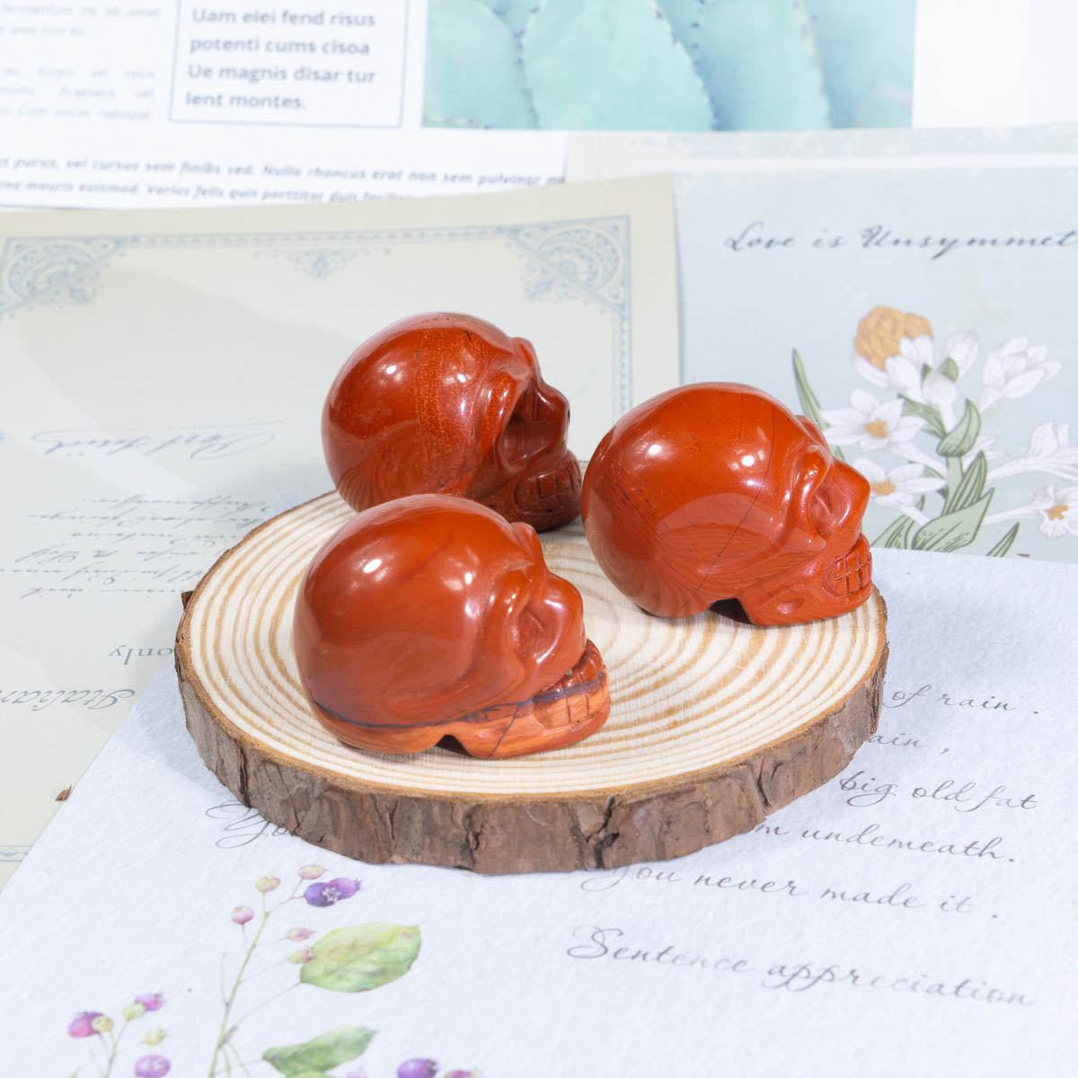 Calavera de jaspe rojo de 1,5 pulgadas a granel