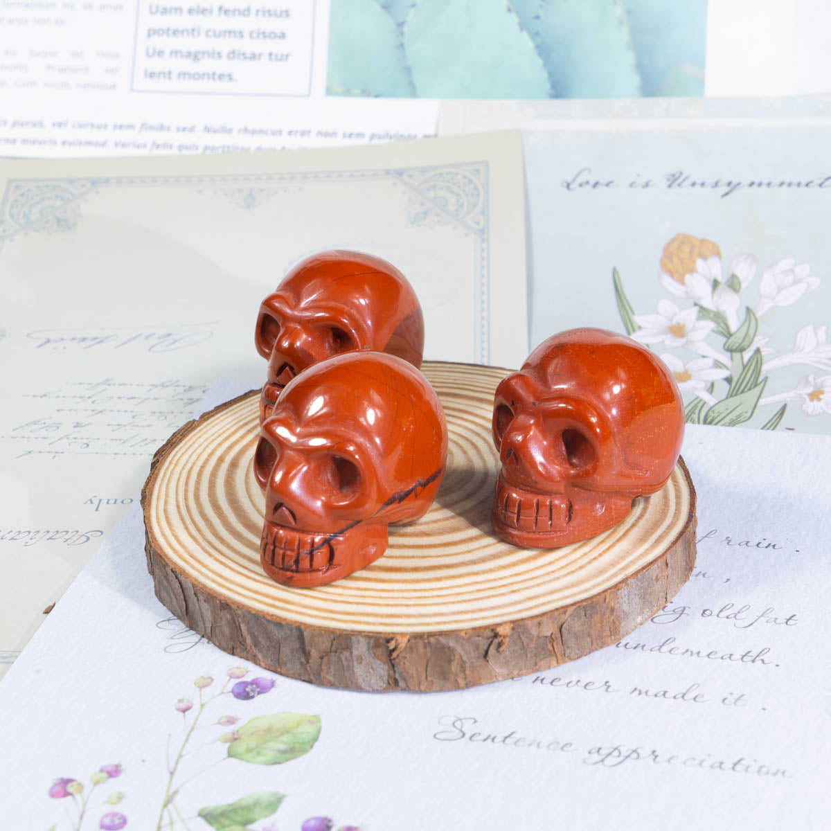 Calavera de jaspe rojo de 1,5 pulgadas a granel