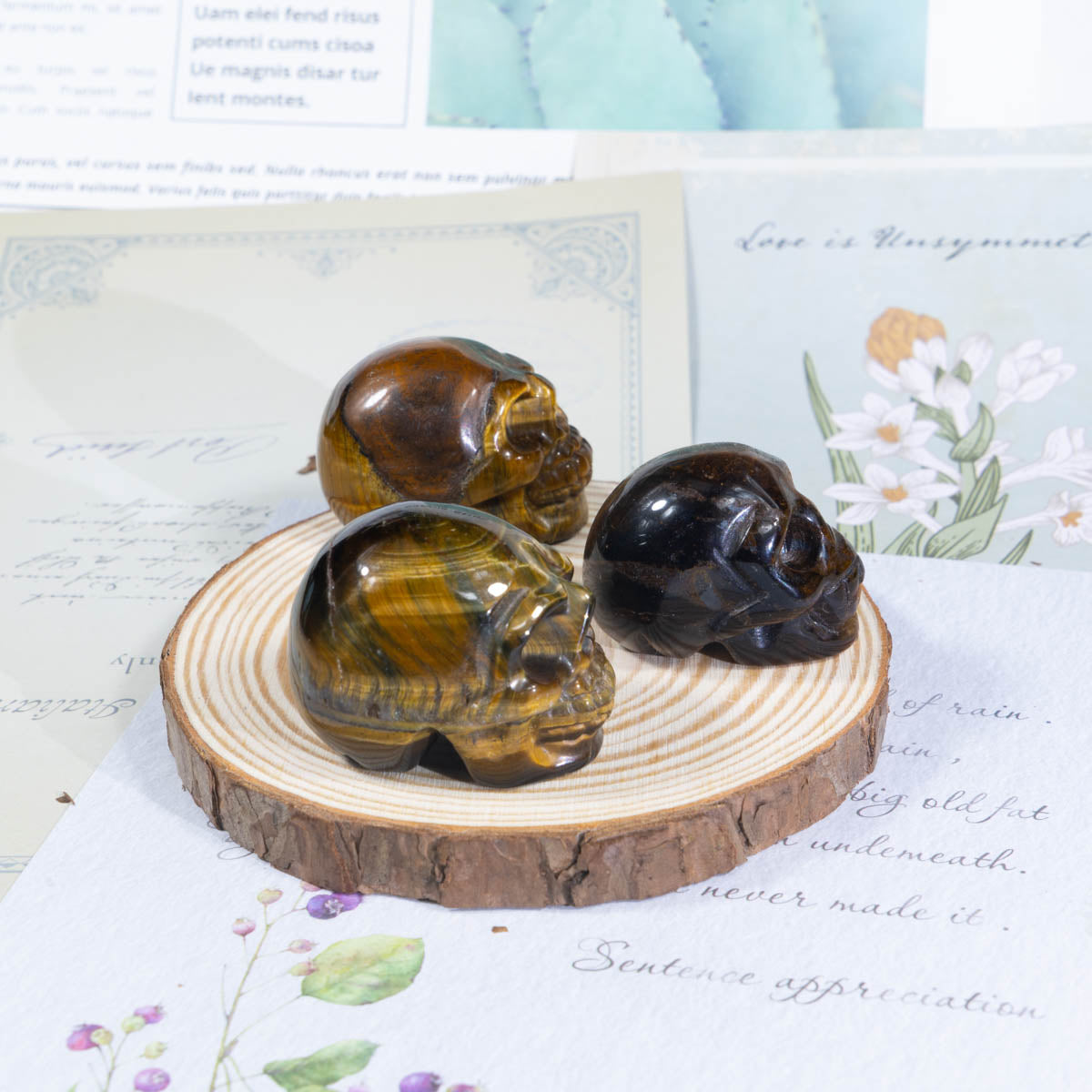 1.5-Inch Tiger Eye Stone Skull In Bulk