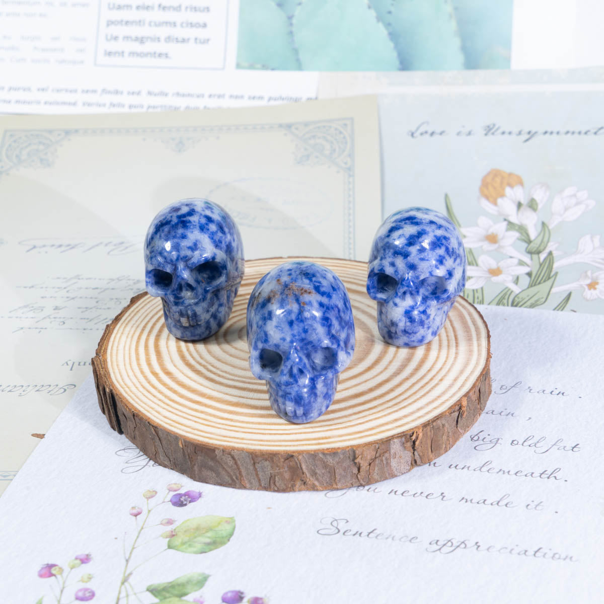 1,5-Zoll-Schädel aus blauem Punktstein in loser Schüttung