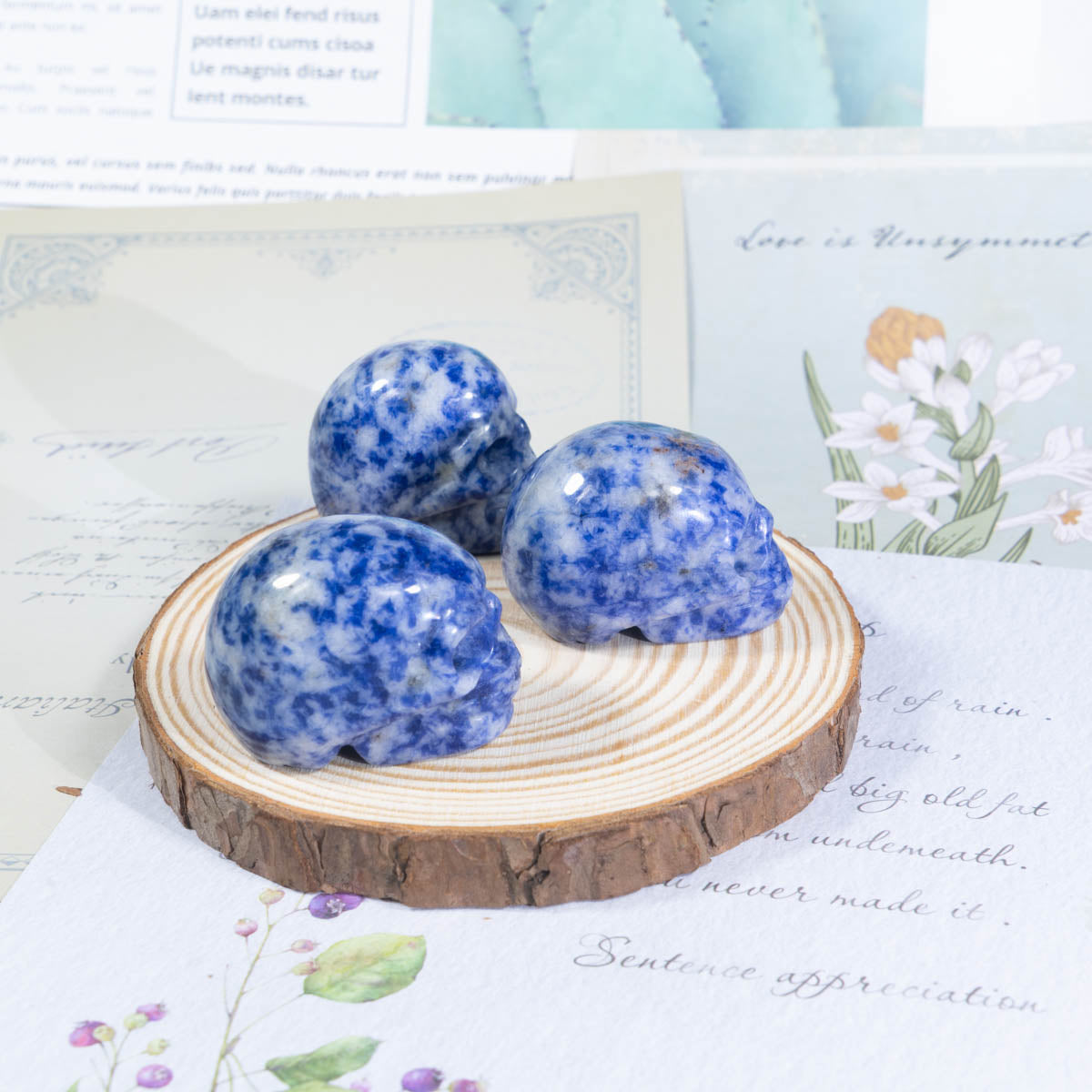 1,5-Zoll-Schädel aus blauem Punktstein in loser Schüttung