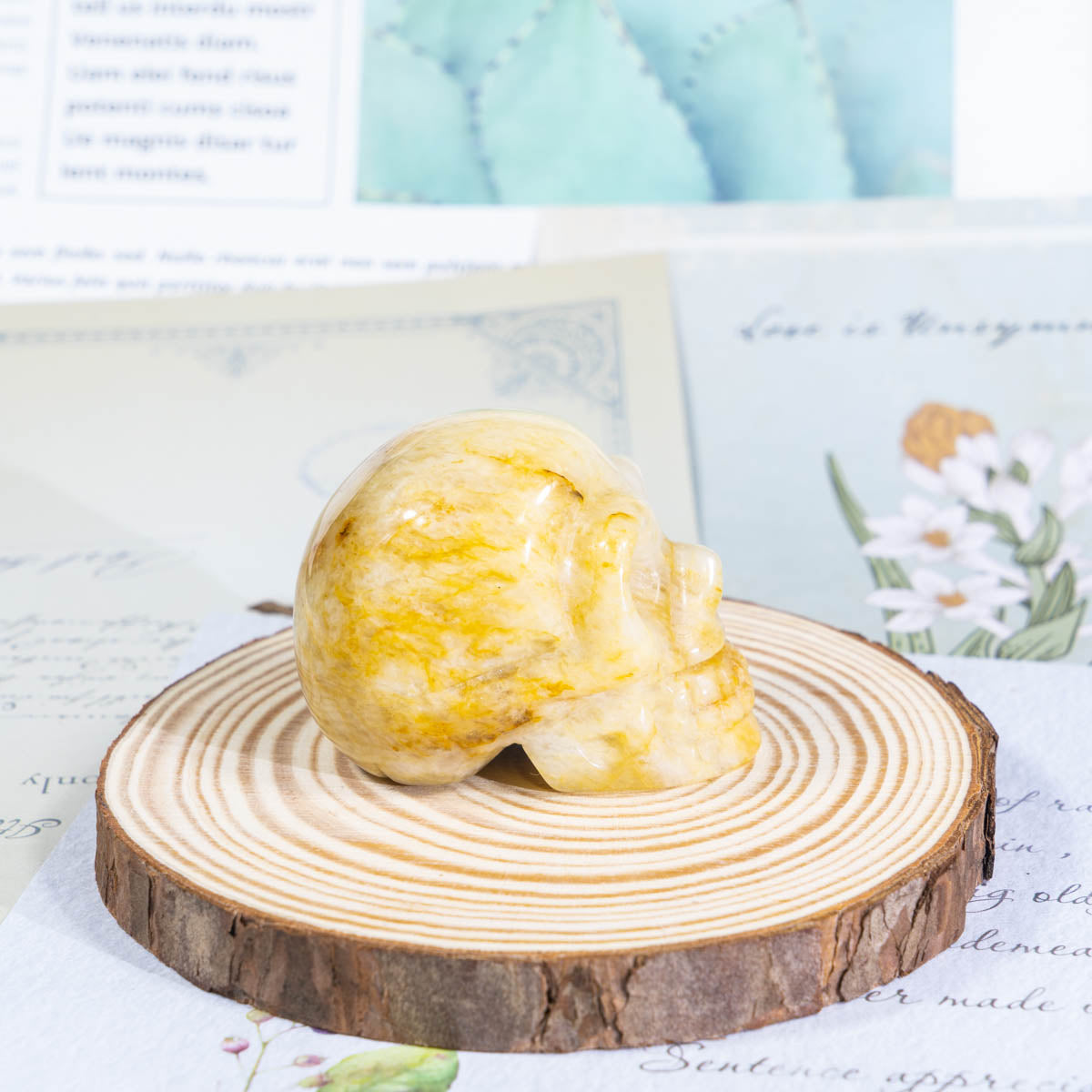 Calavera de jade amarillo de 2 pulgadas a granel