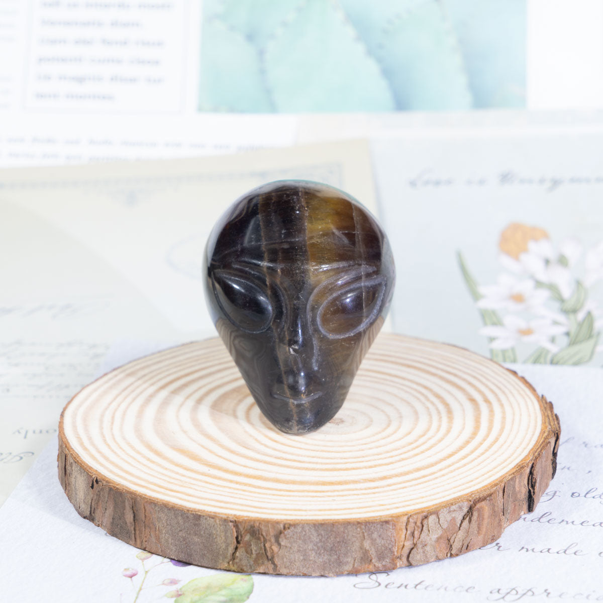 2-Zoll-Gelber Fluorit-Alien-Schädel in loser Schüttung