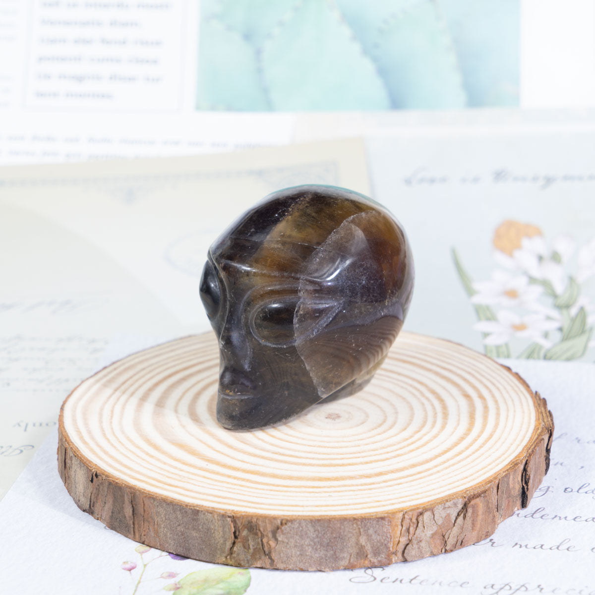 2-Zoll-Gelber Fluorit-Alien-Schädel in loser Schüttung