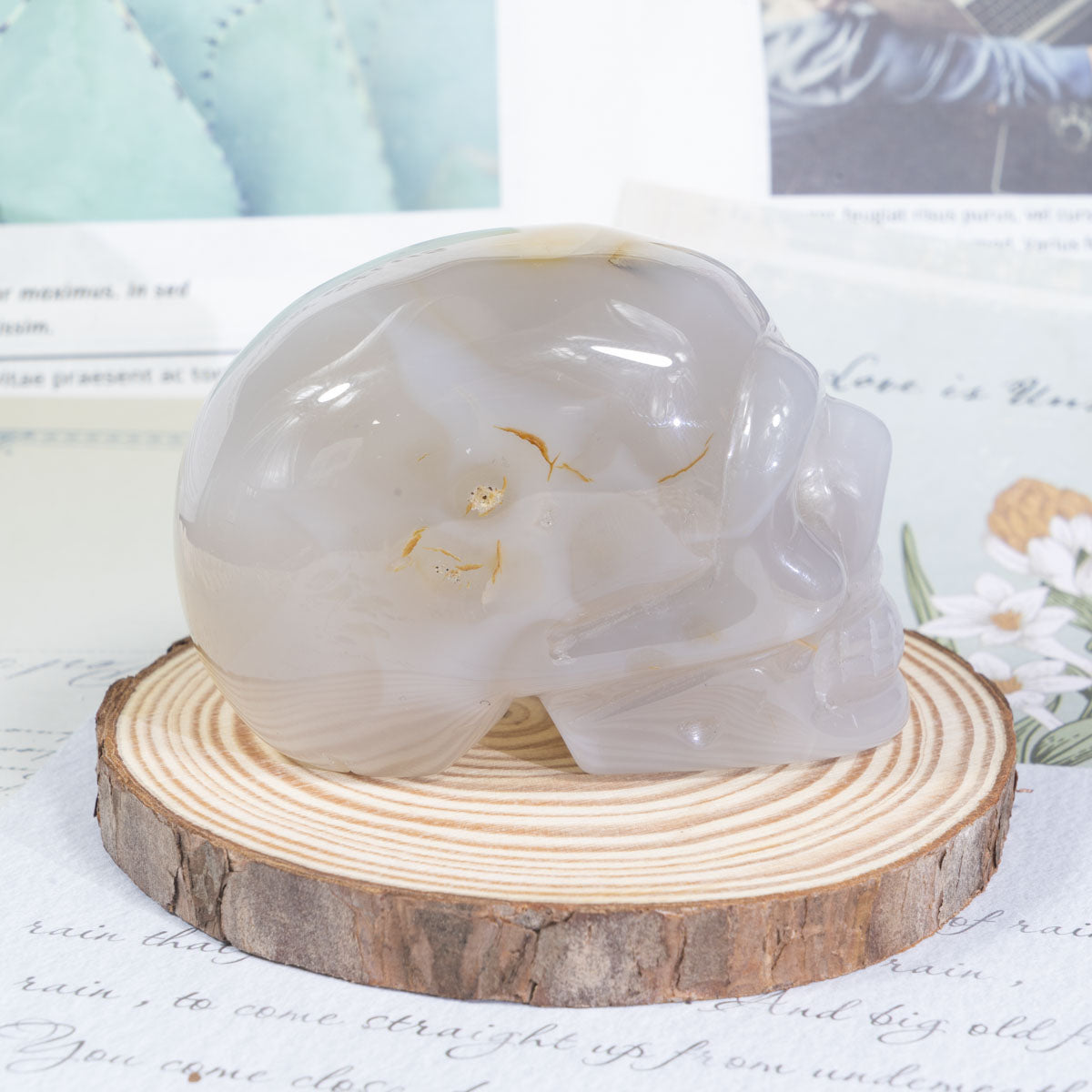 Calavera de ágata gris de 3 pulgadas a granel