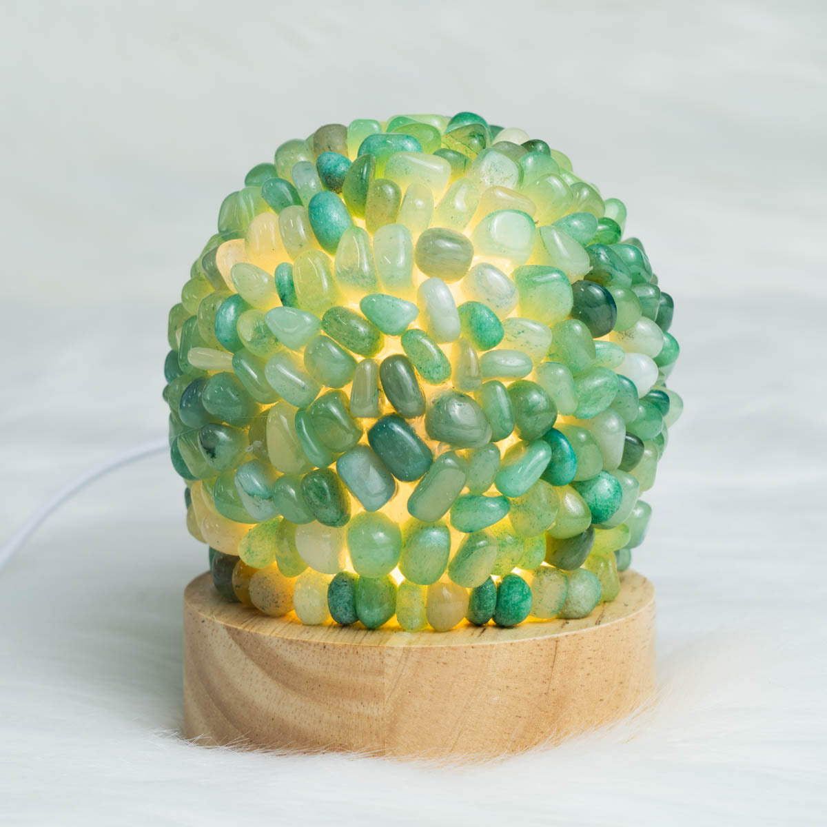 Grüne Aventurin-Splitter-Runde Lampe in loser Schüttung