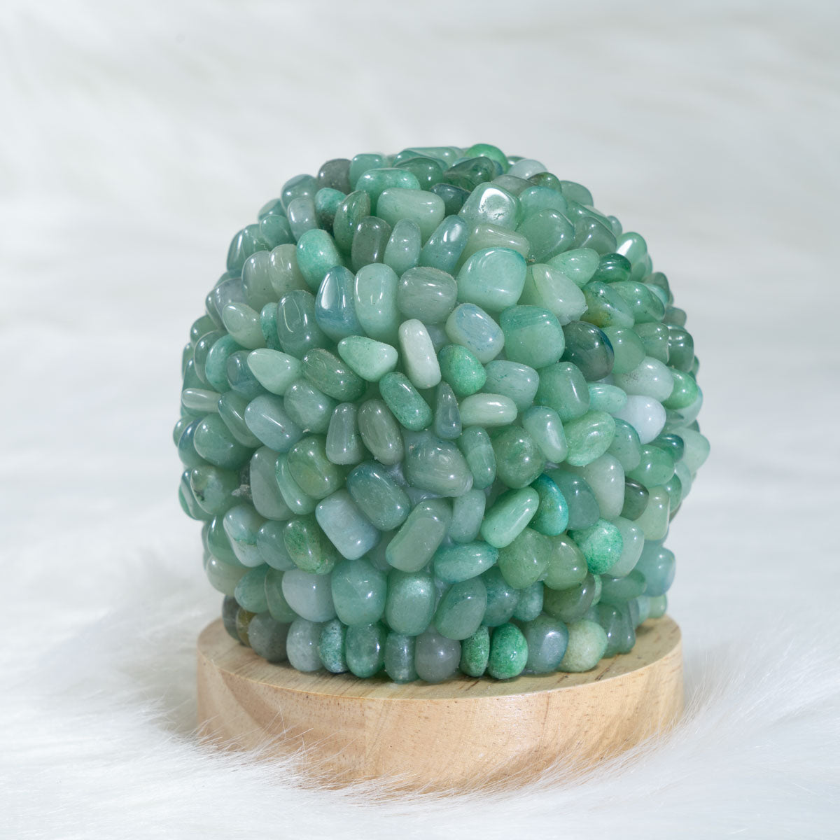 Grüne Aventurin-Splitter-Runde Lampe in loser Schüttung