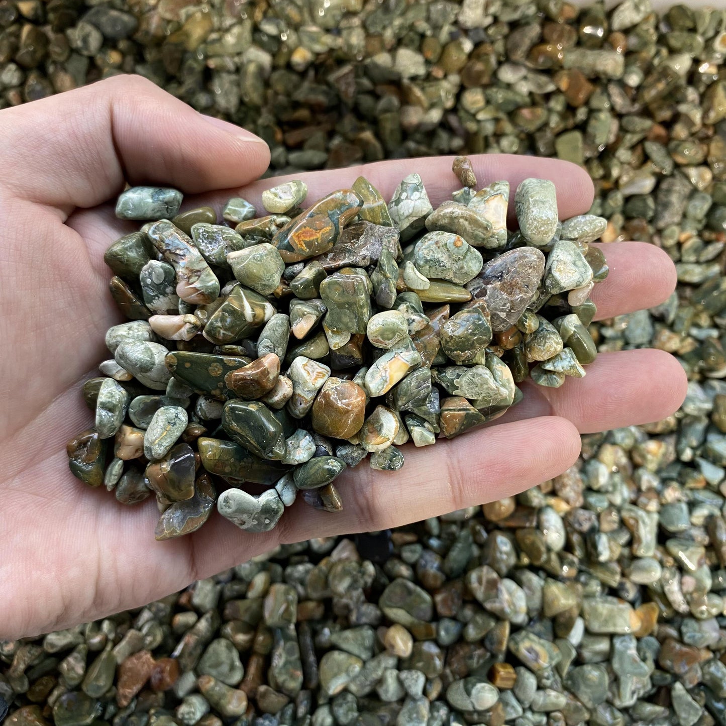0.5-1.5cm Rainforest Jasper Crushed Stones In Bulk