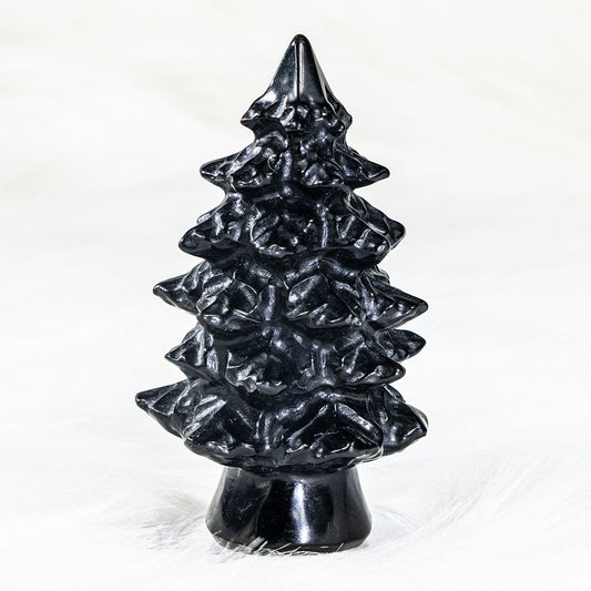 3,5-Zoll-Weihnachtsbaum aus schwarzem Obsidian in loser Schüttung