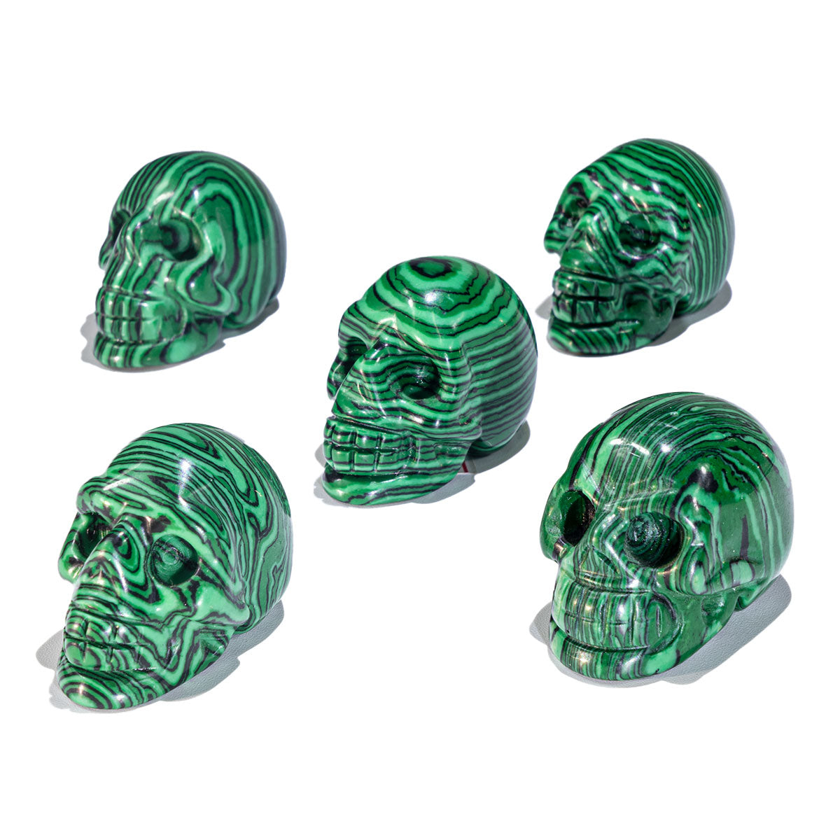 1.5-Inch Malachite Skull In Bulk