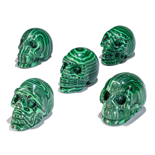 1.5-Inch Malachite Skull In Bulk