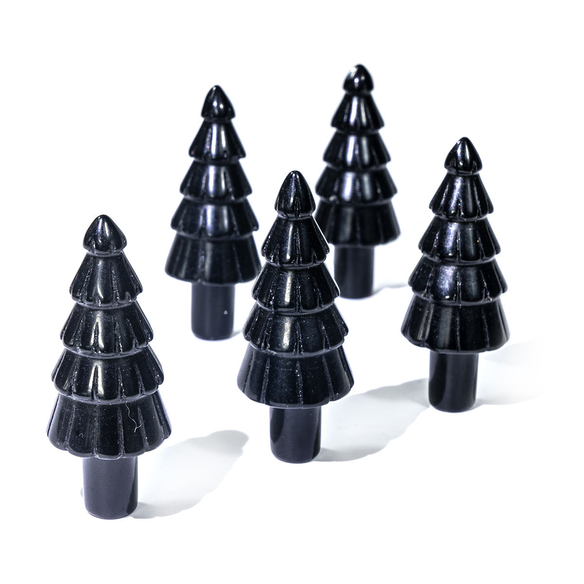 Árbol de Navidad de obsidiana negra de 2 pulgadas a granel
