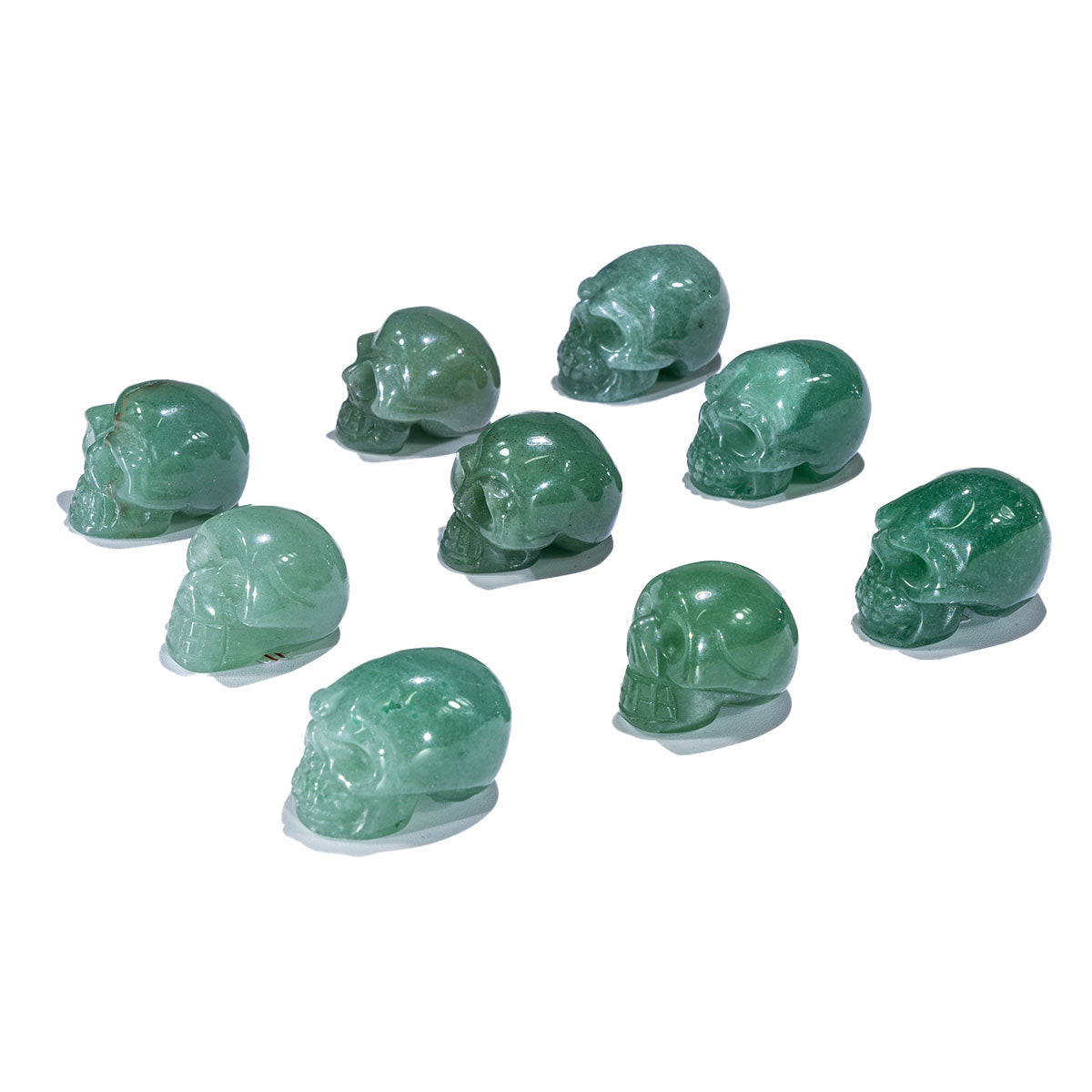 1-Zoll-Schädel aus grünem Aventurin in loser Schüttung
