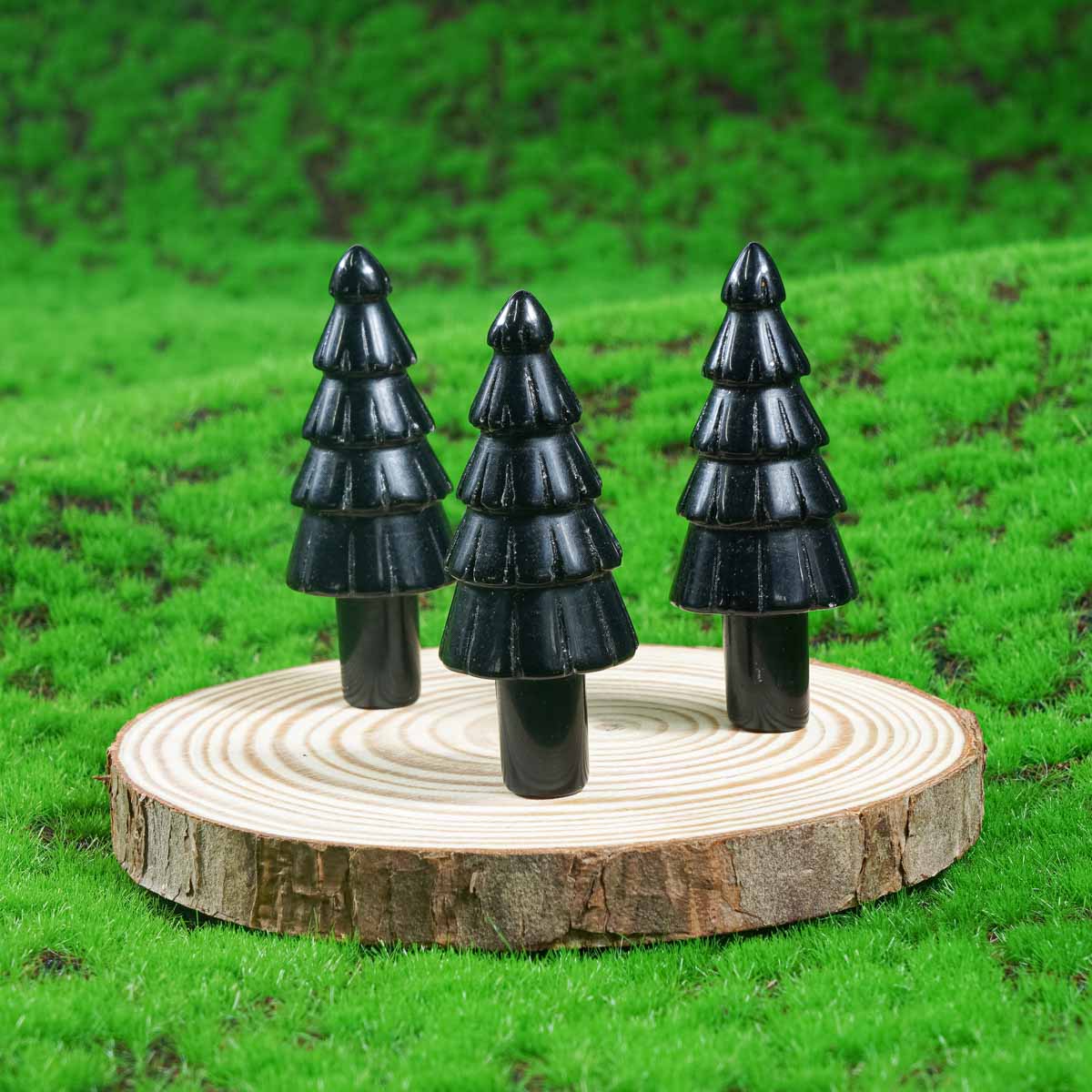 Árbol de Navidad de obsidiana negra de 2 pulgadas a granel