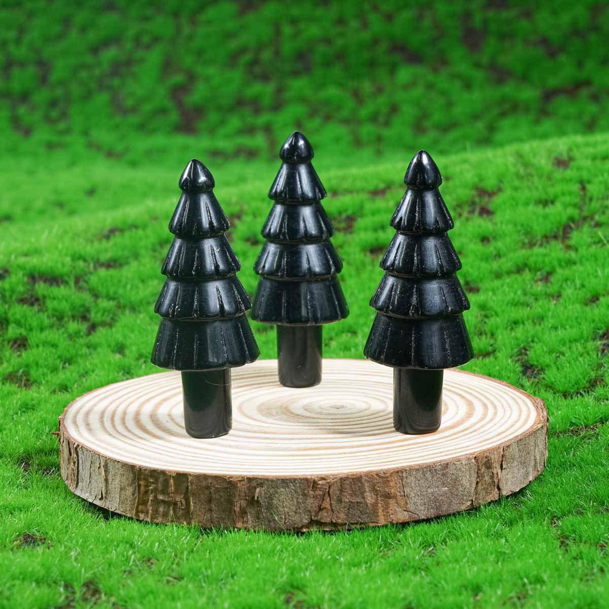 Árbol de Navidad de obsidiana negra de 2 pulgadas a granel