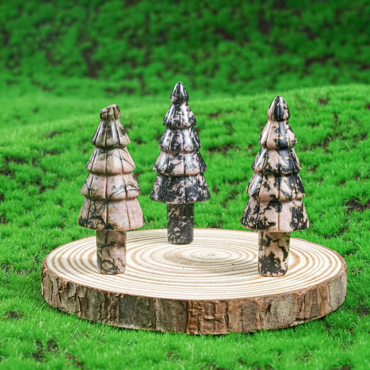 2-Inch Rhodonite Christmas Tree In Bulk