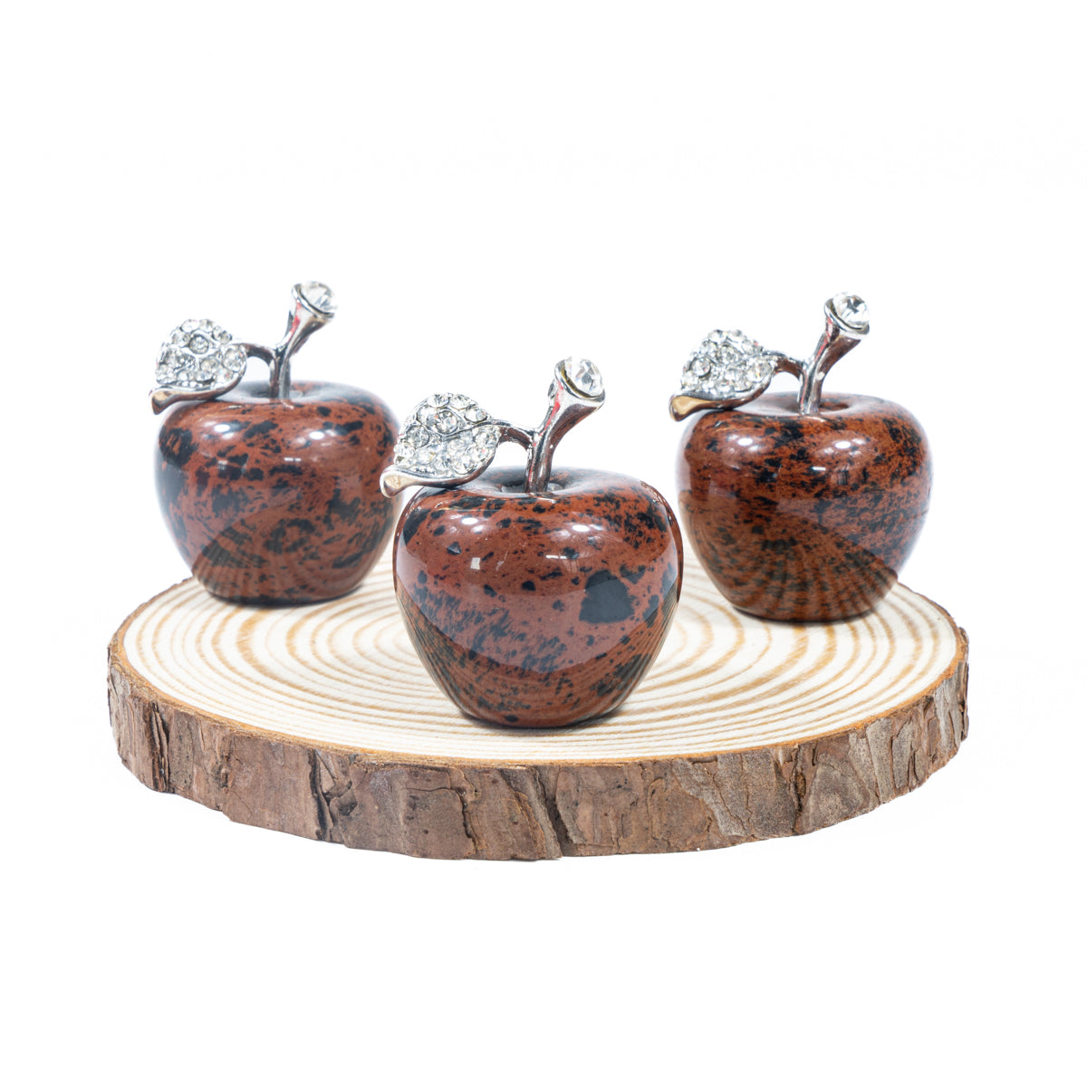 3 cm großer Apfel aus rotem Obsidian in loser Schüttung