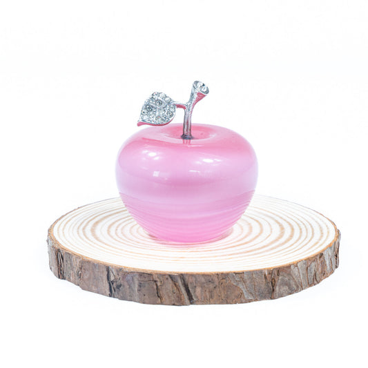 4cm Pink Cat Eye Stone Apple In Bulk