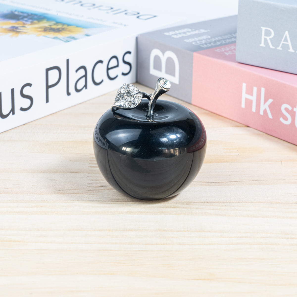 4 cm schwarzer Obsidian-Apfel in loser Schüttung