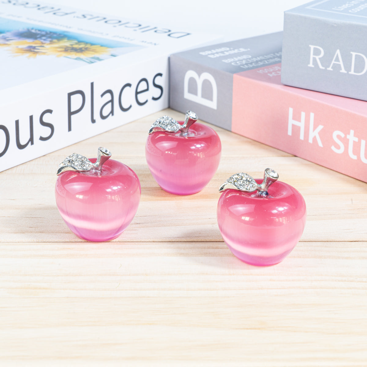 3cm Pink Cat Eye Stone Apple In Bulk