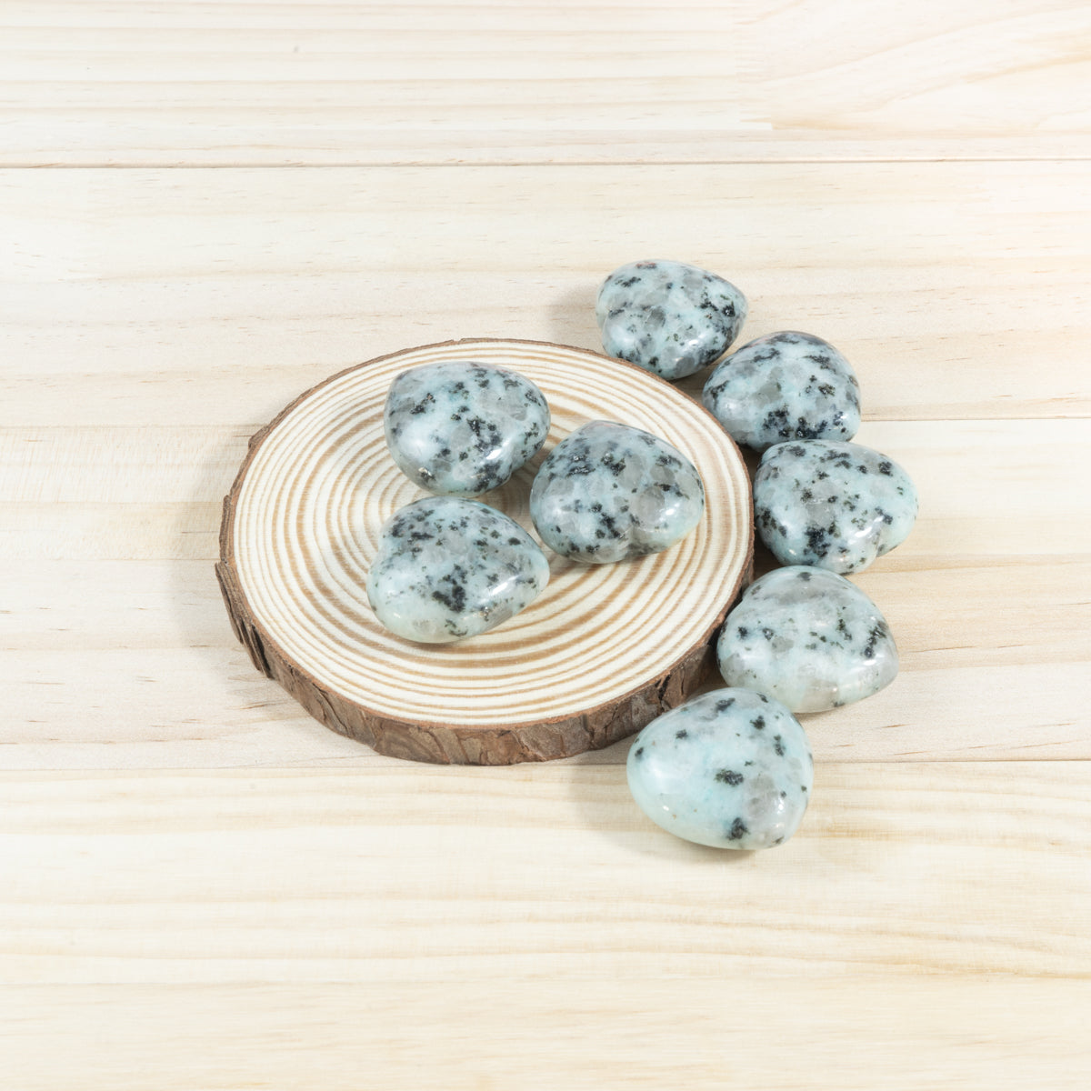 3 cm großes Kiwi-Jaspis-Herz in loser Schüttung