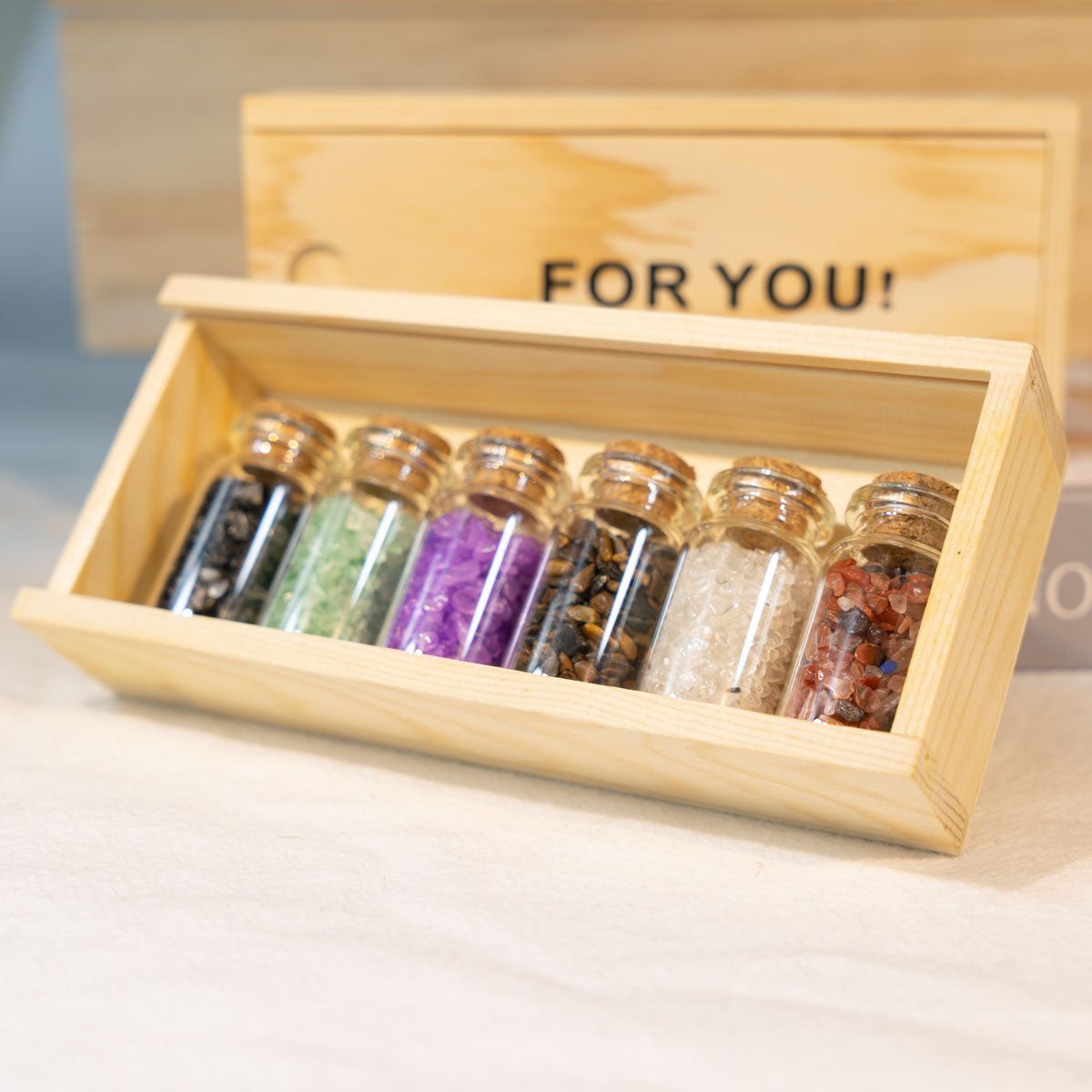 Caja de regalo de madera de seis botellas de chips a granel