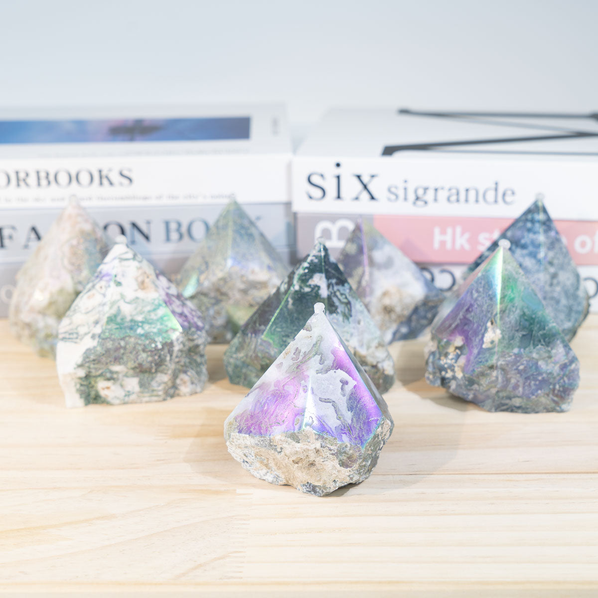 Aura Moss Achat Rohsteinspitze in loser Schüttung