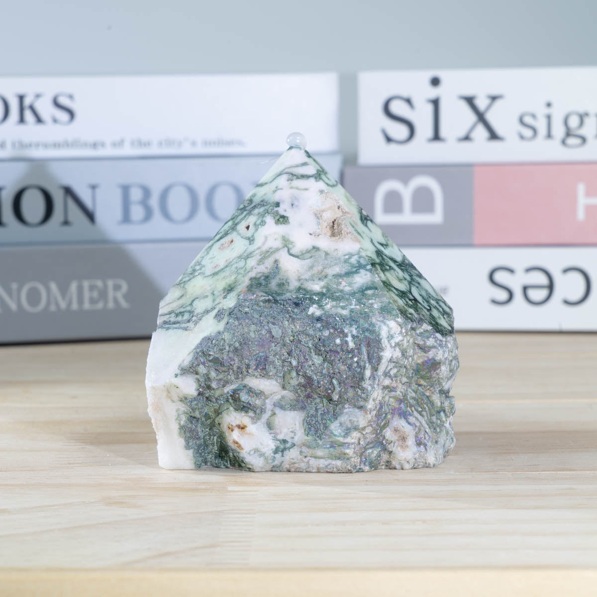 Aura Moss Achat Rohsteinspitze in loser Schüttung