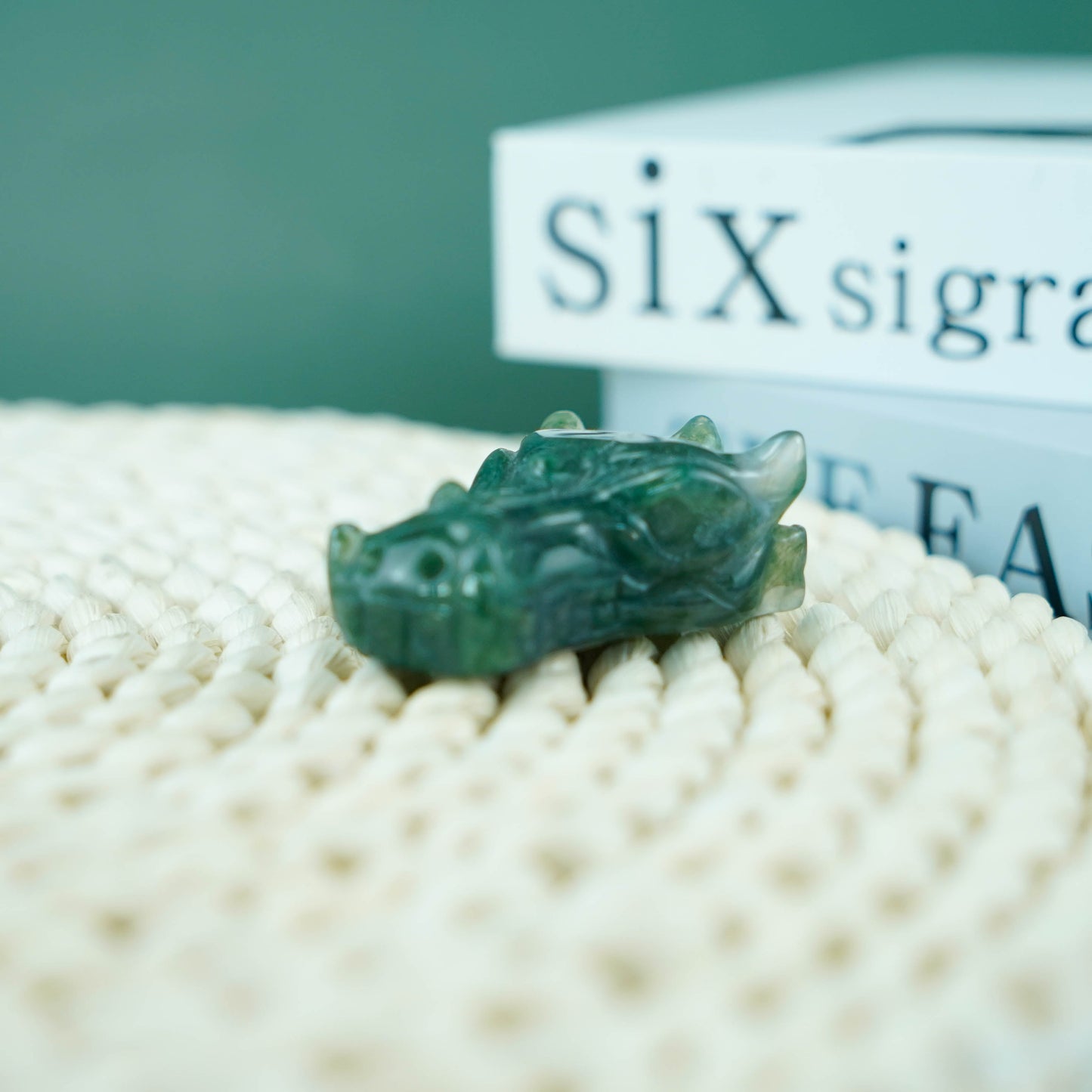 2 inch Moss Agate Dragon Head