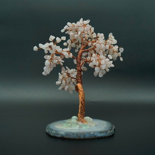 Rosenquarz-Heilkristall-Glücksbaum