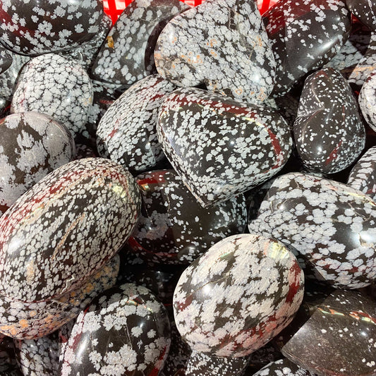 Piedra de palma de corazón de obsidiana copo de nieve a granel