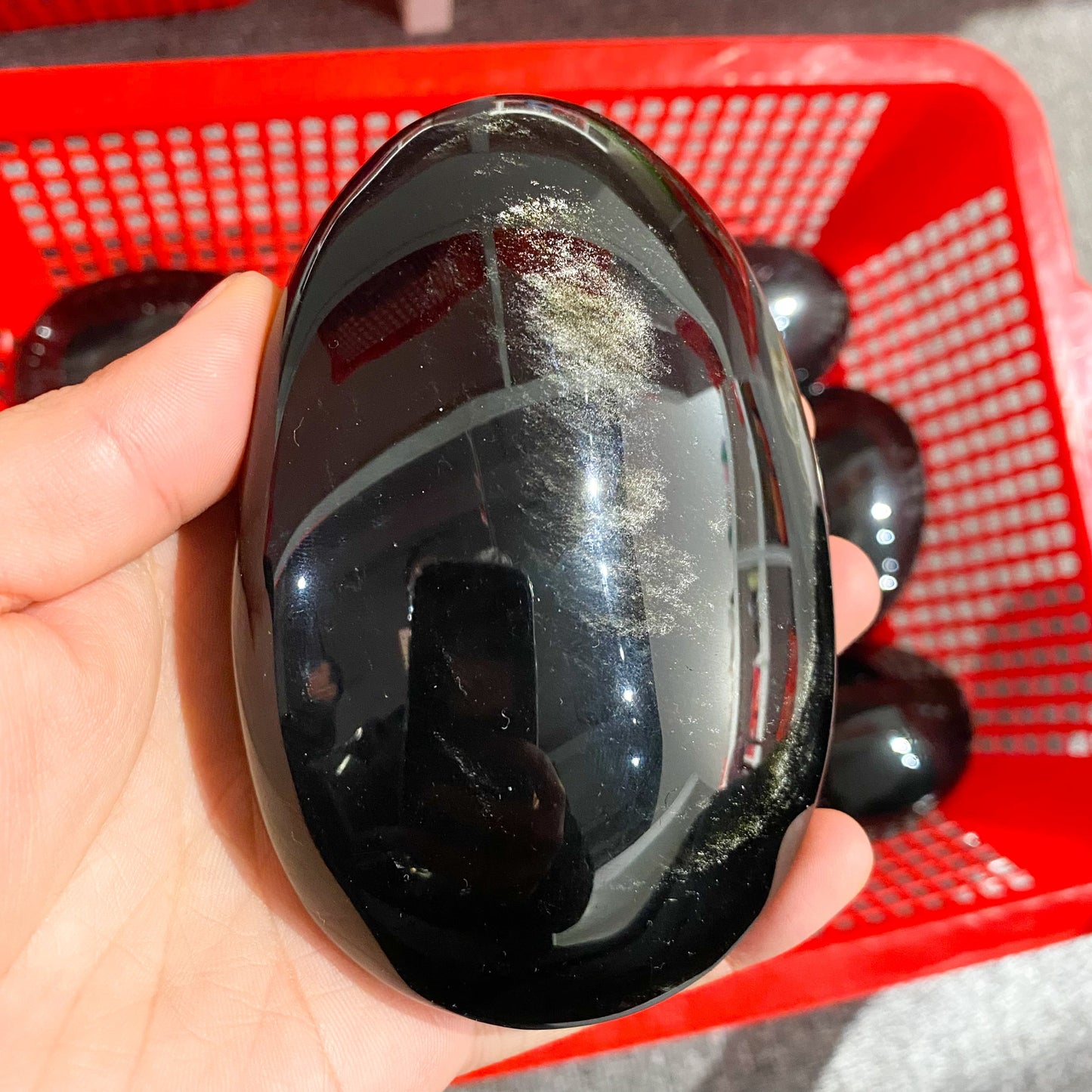 Piedra de palma de obsidiana plateada a granel